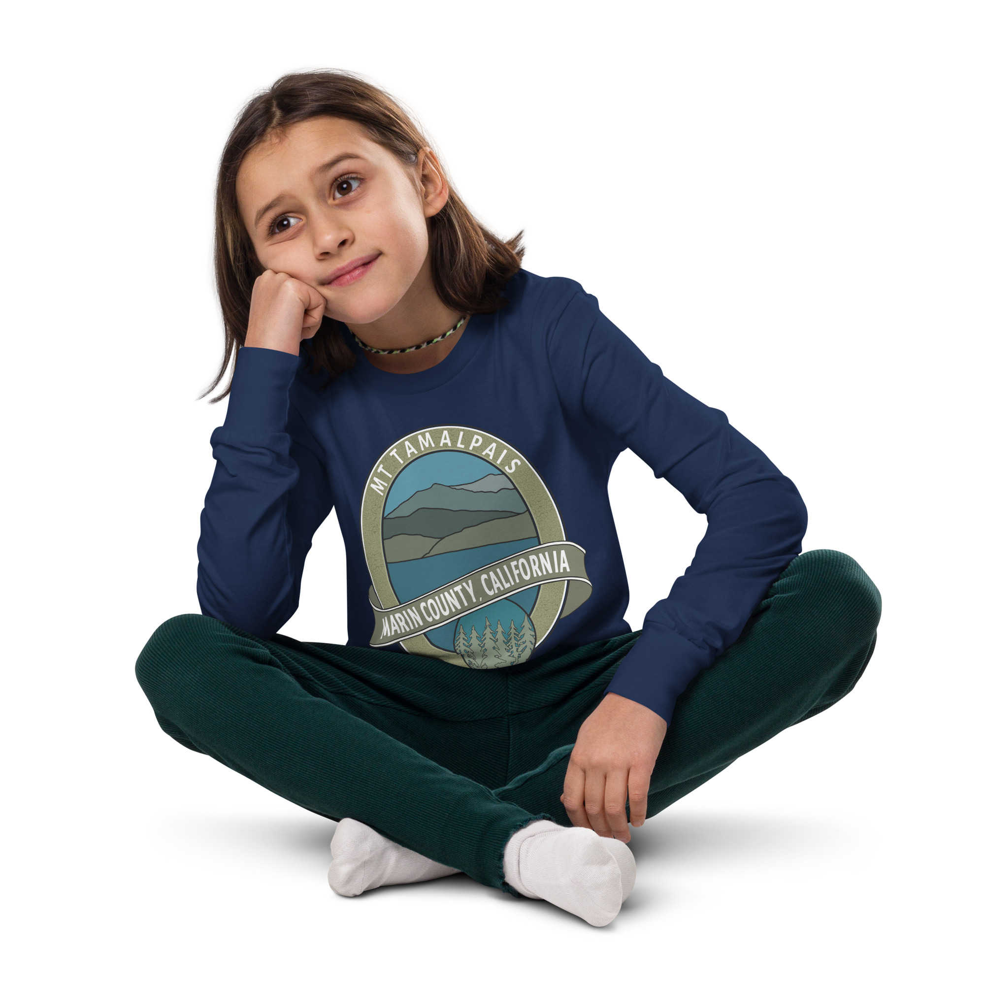Youth long sleeve tee Mt Tamalpais Marin County California Oval Souvenir Design - Image 5