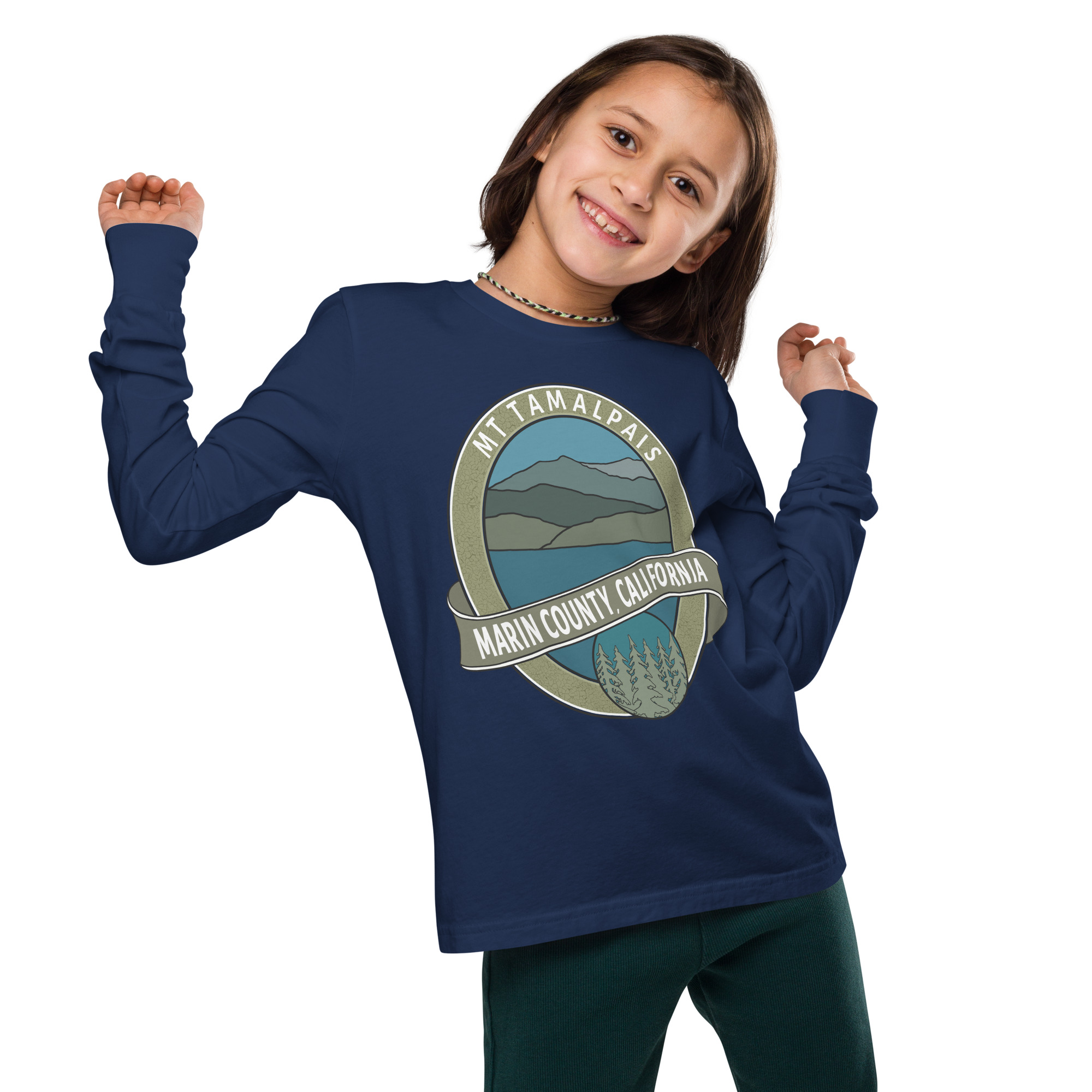 Youth long sleeve tee Mt Tamalpais Marin County California Oval Souvenir Design - Image 4