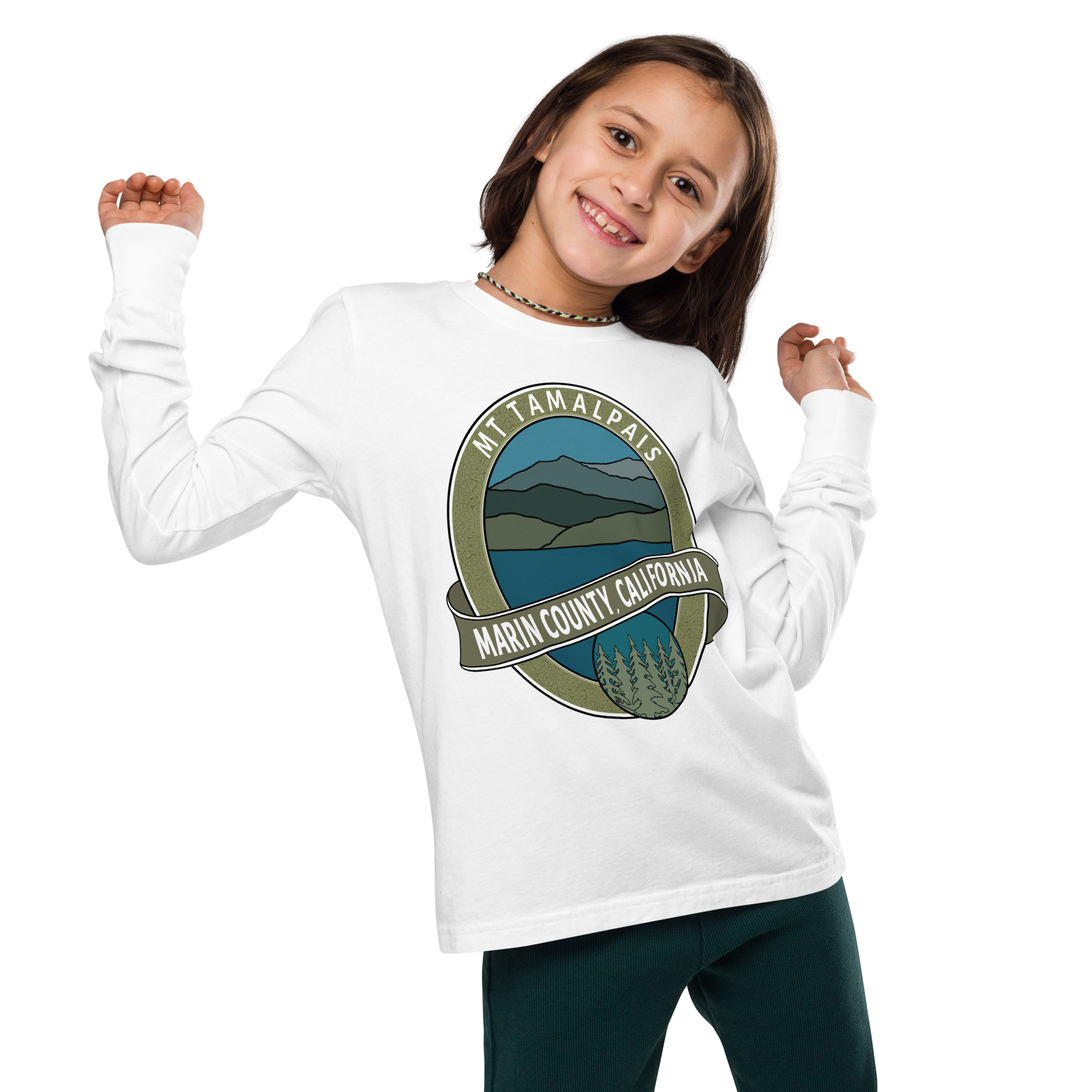 Youth long sleeve tee Mt Tamalpais Marin County California Oval Souvenir Design - Image 7