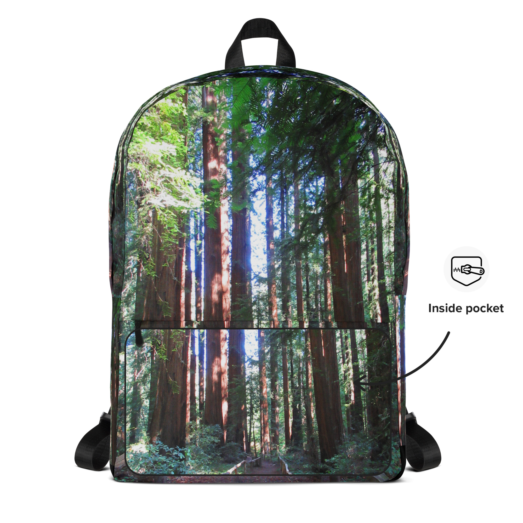 Backpack with Zippered Pocket California Redwood Trail - Image 12