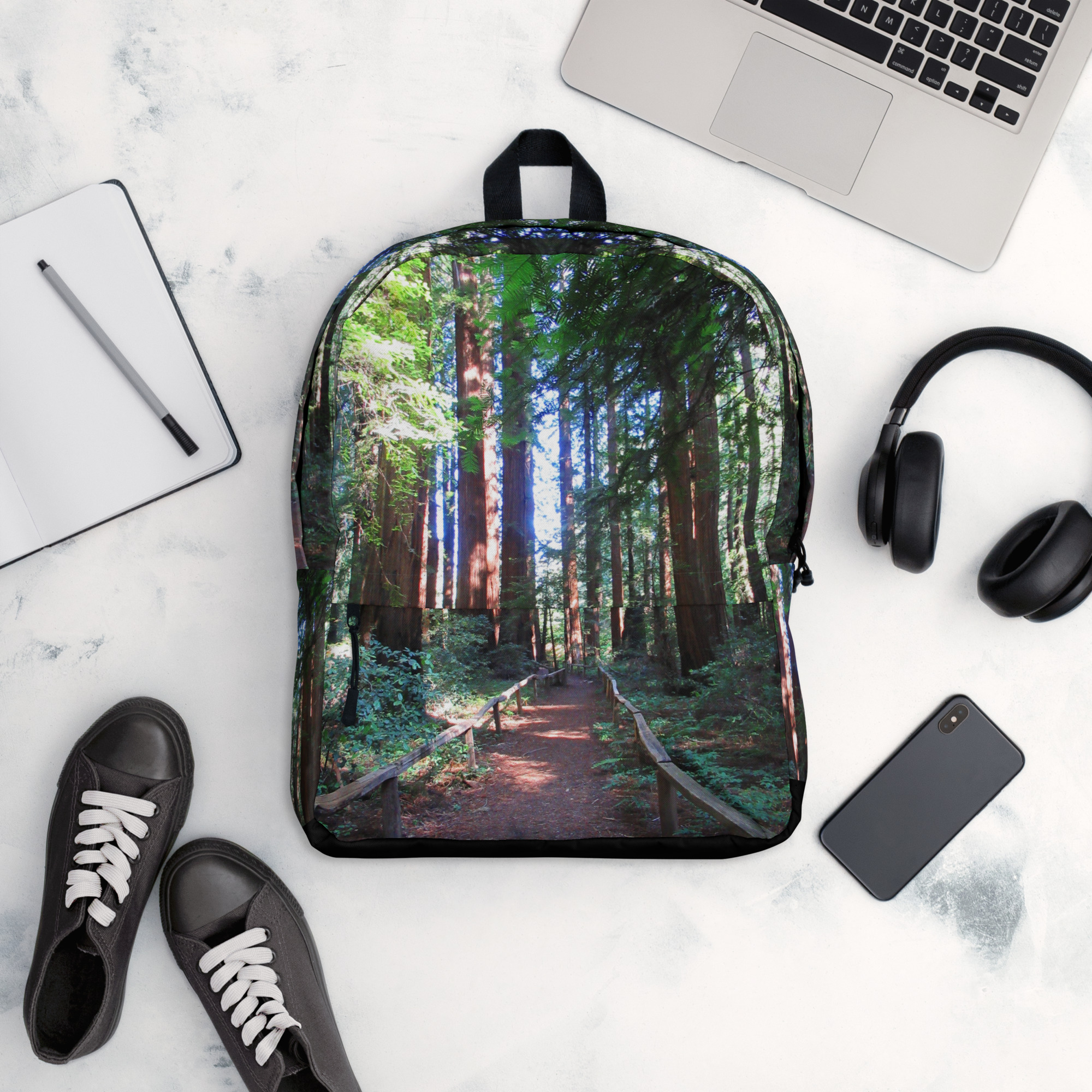 Backpack with Zippered Pocket California Redwood Trail - Image 6