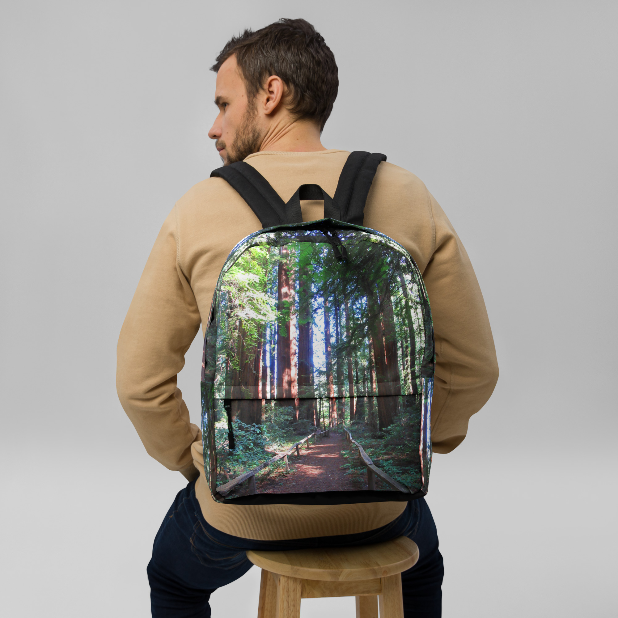 Backpack with Zippered Pocket California Redwood Trail - Image 11