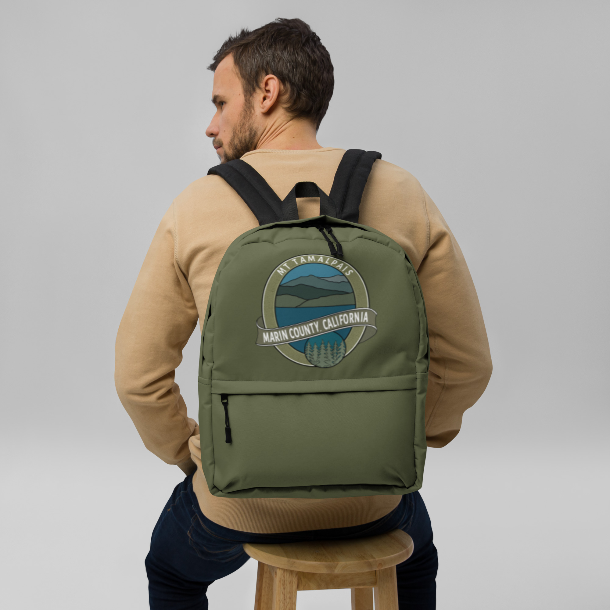Backpack with Zipper Pocket Oval Mt Tamalpais Marin County California Collector's Design 1 - Image 9