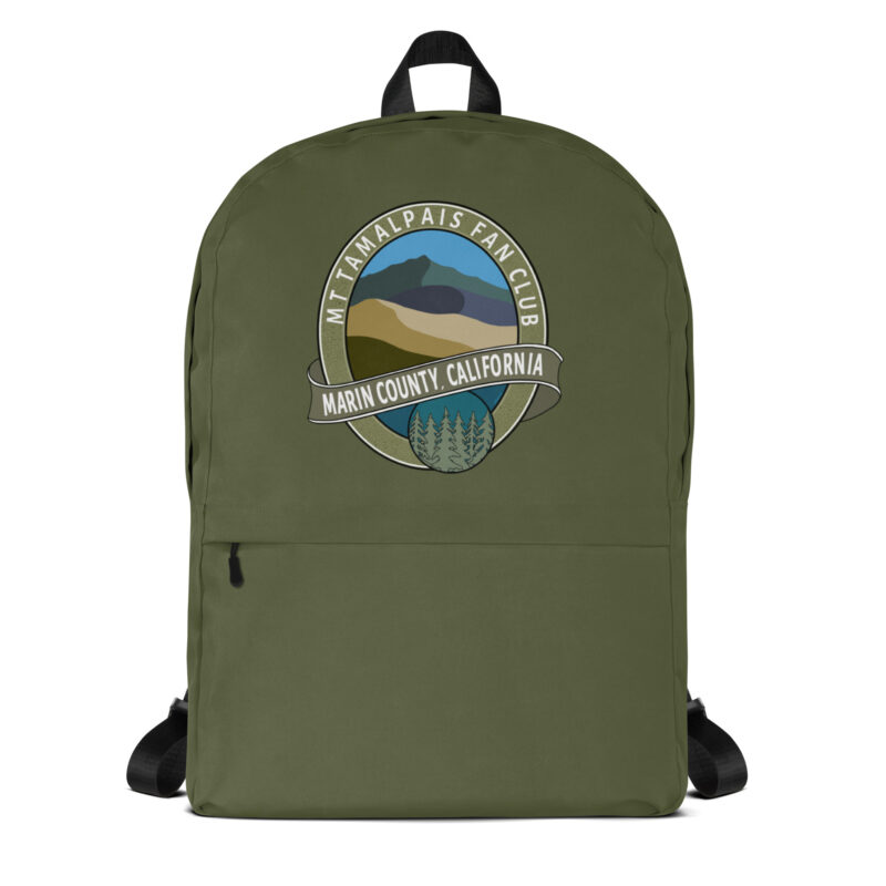 Backpack with Zippered Pocket Oval Mt Tamalpais Fan Club Marin County California Souvenir Design