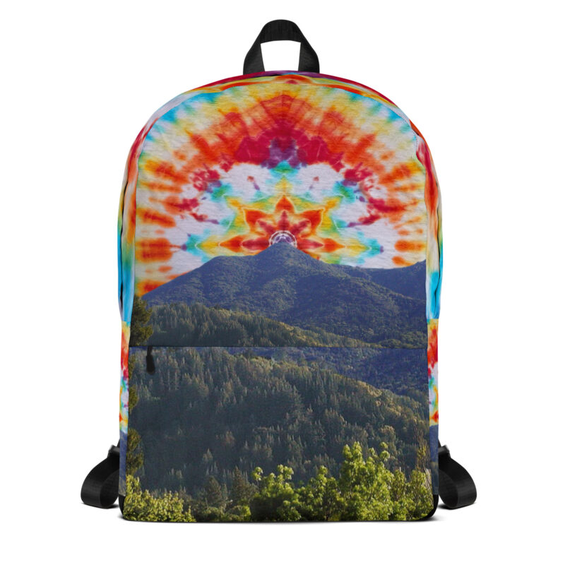 Backpack with Zippered Pocket Tie Dye Mt Tamalpais Sky Design