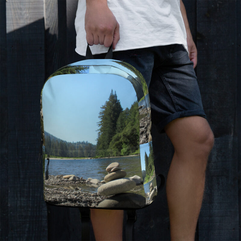 Backpack with Zippered Pocket California Redwoods Stacked Stones