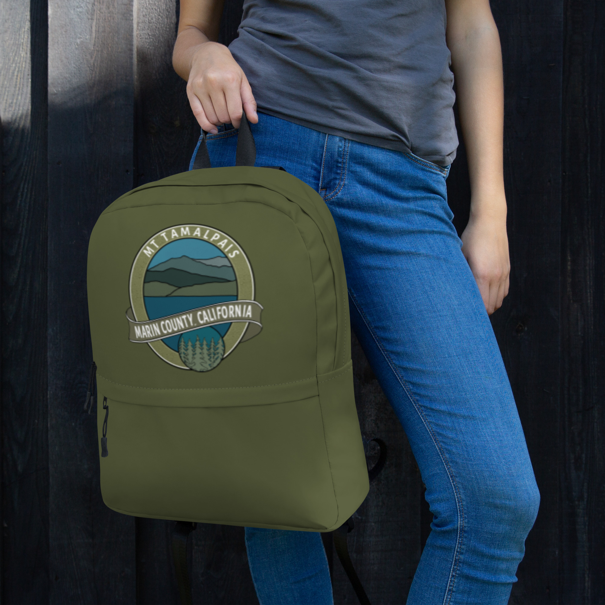 Backpack with Zipper Pocket Oval Mt Tamalpais Marin County California Collector's Design 1 - Image 7