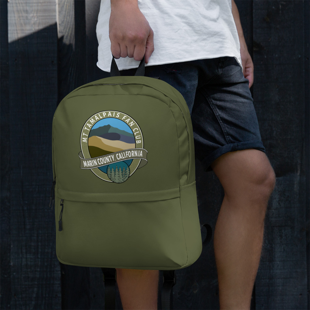 Backpack with Zippered Pocket Oval Mt Tamalpais Fan Club Marin County California Souvenir Design - Image 5