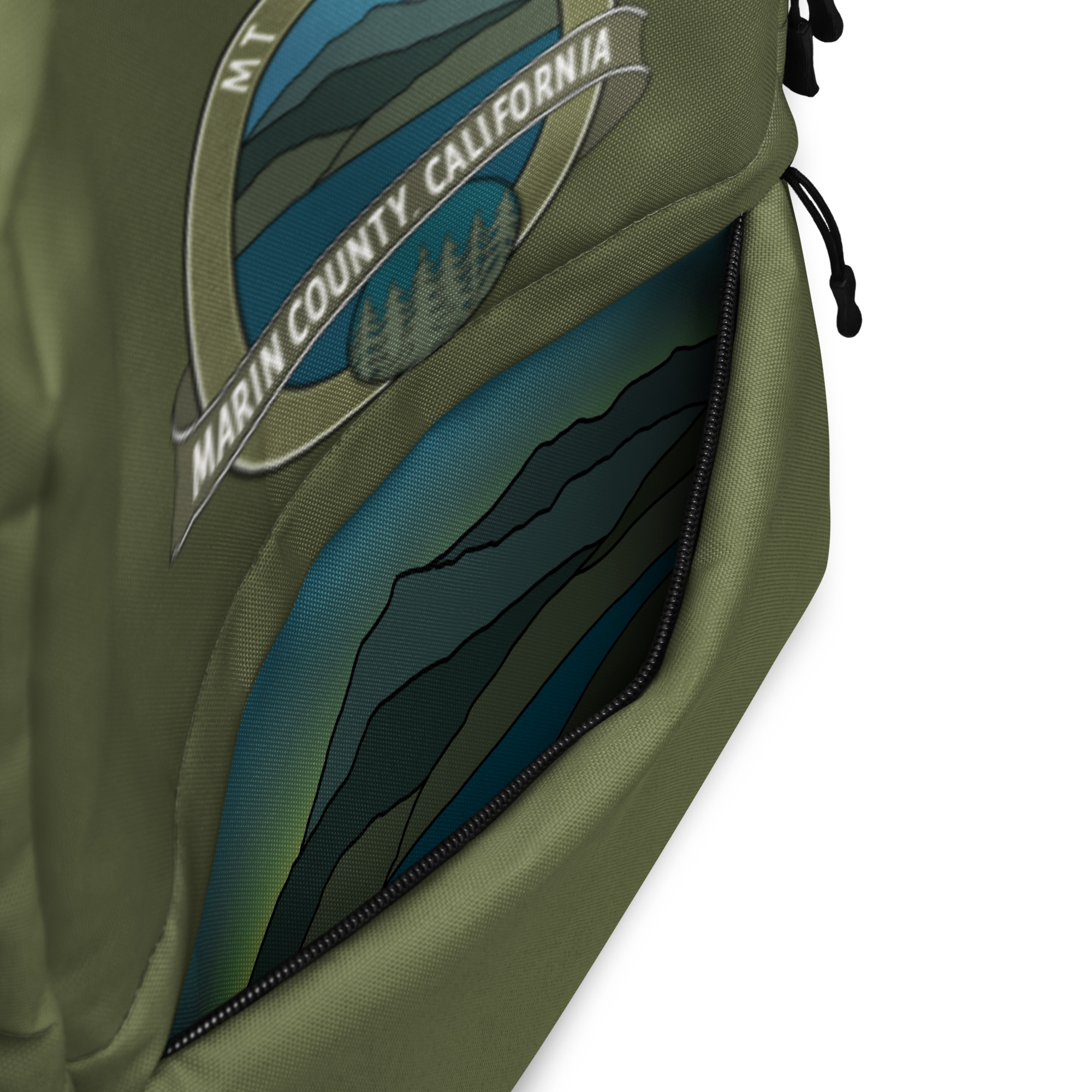 Backpack with Zipper Pocket Oval Mt Tamalpais Marin County California Collector's Design 1 - Image 3