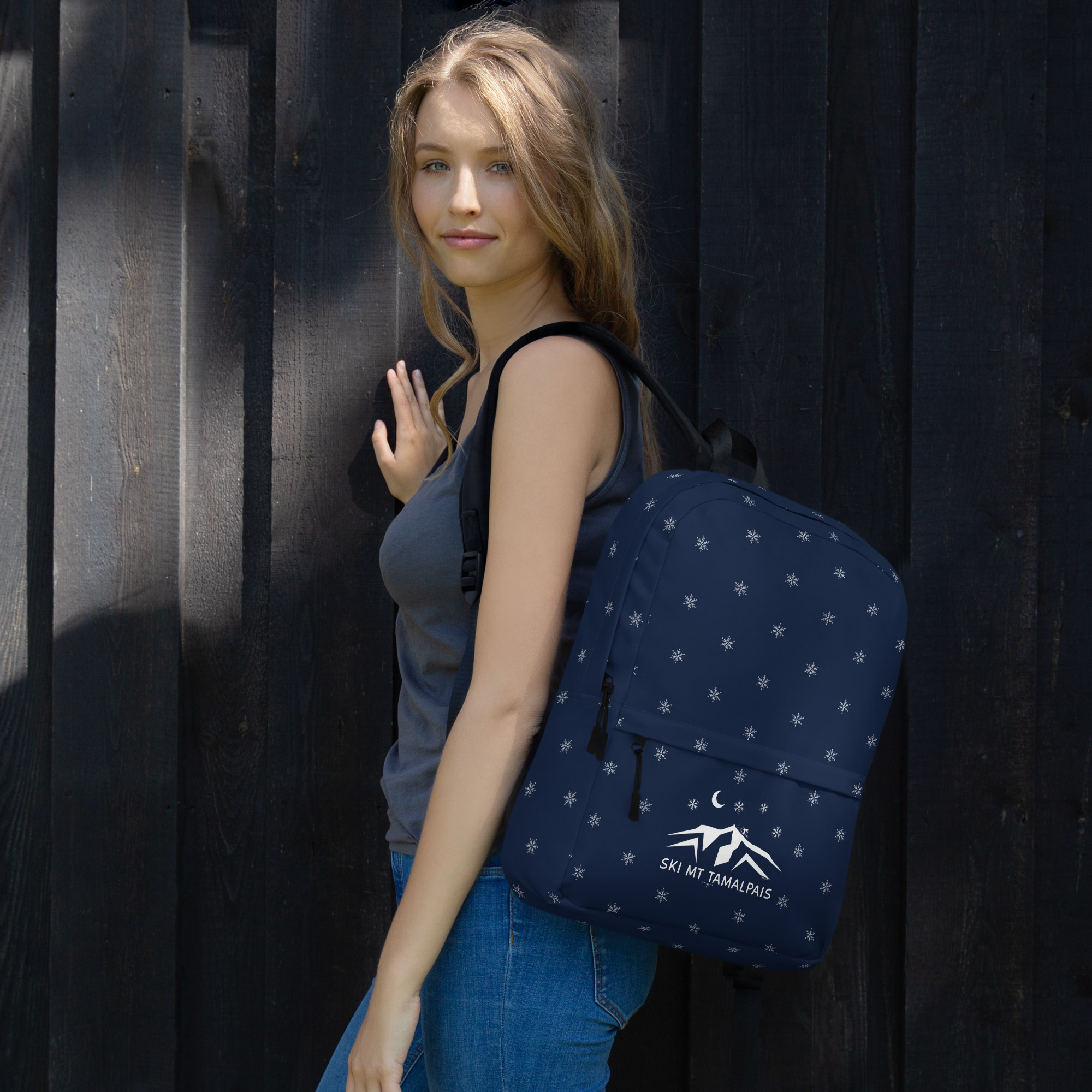 Backpack with Zippered Pocket Ski Mt Tamalpais - Image 3