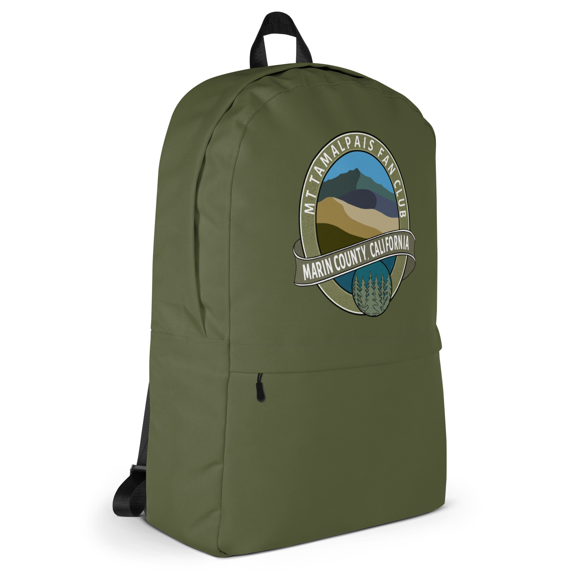 Backpack with Zippered Pocket Oval Mt Tamalpais Fan Club Marin County California Souvenir Design - Image 14