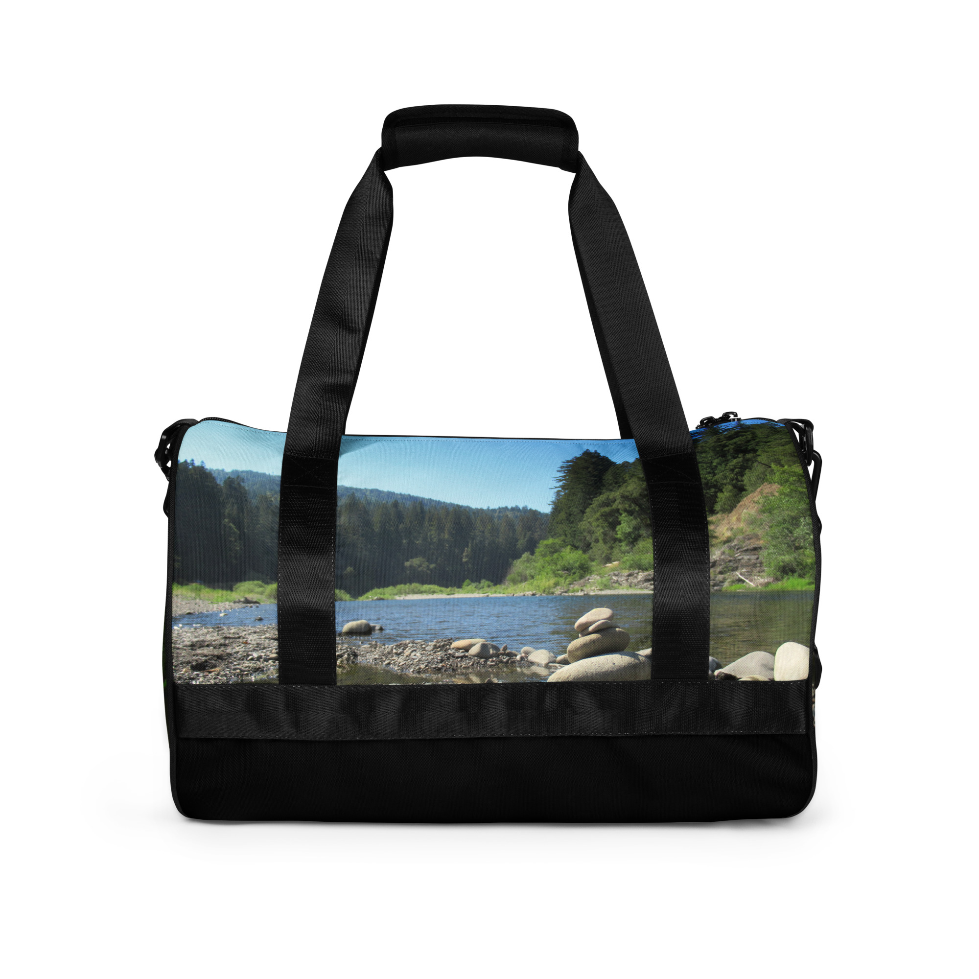 All-over print gym bag Richardson Grove California Stacked Stones - Image 3