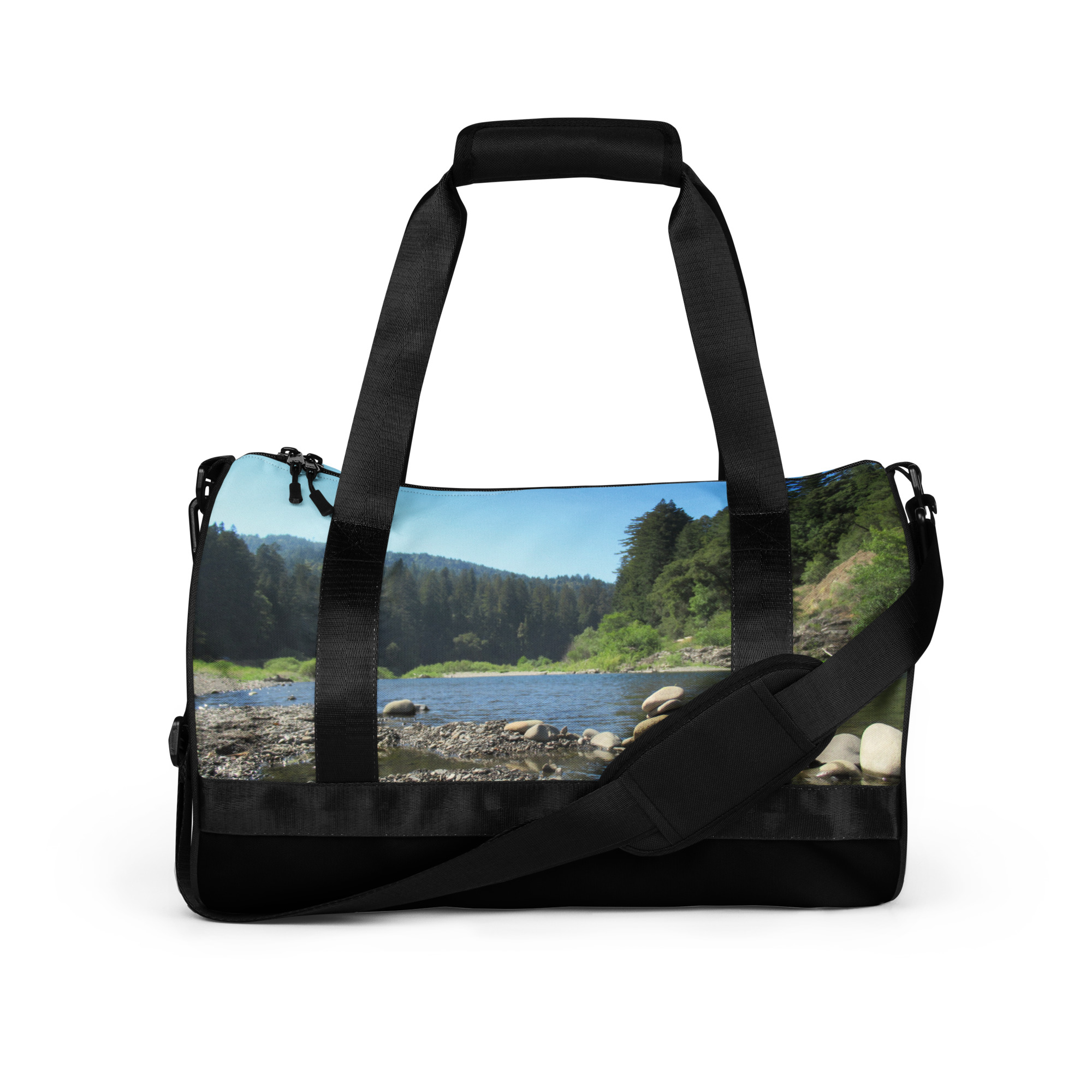 All-over print gym bag Richardson Grove California Stacked Stones
