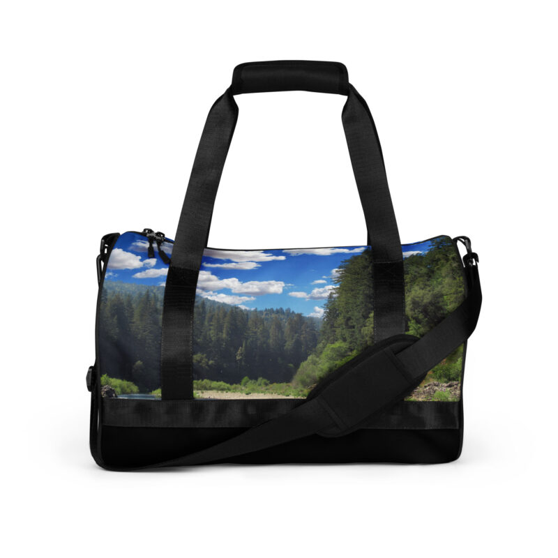 All-over print gym bag California Redwoods, Cloudy Sky