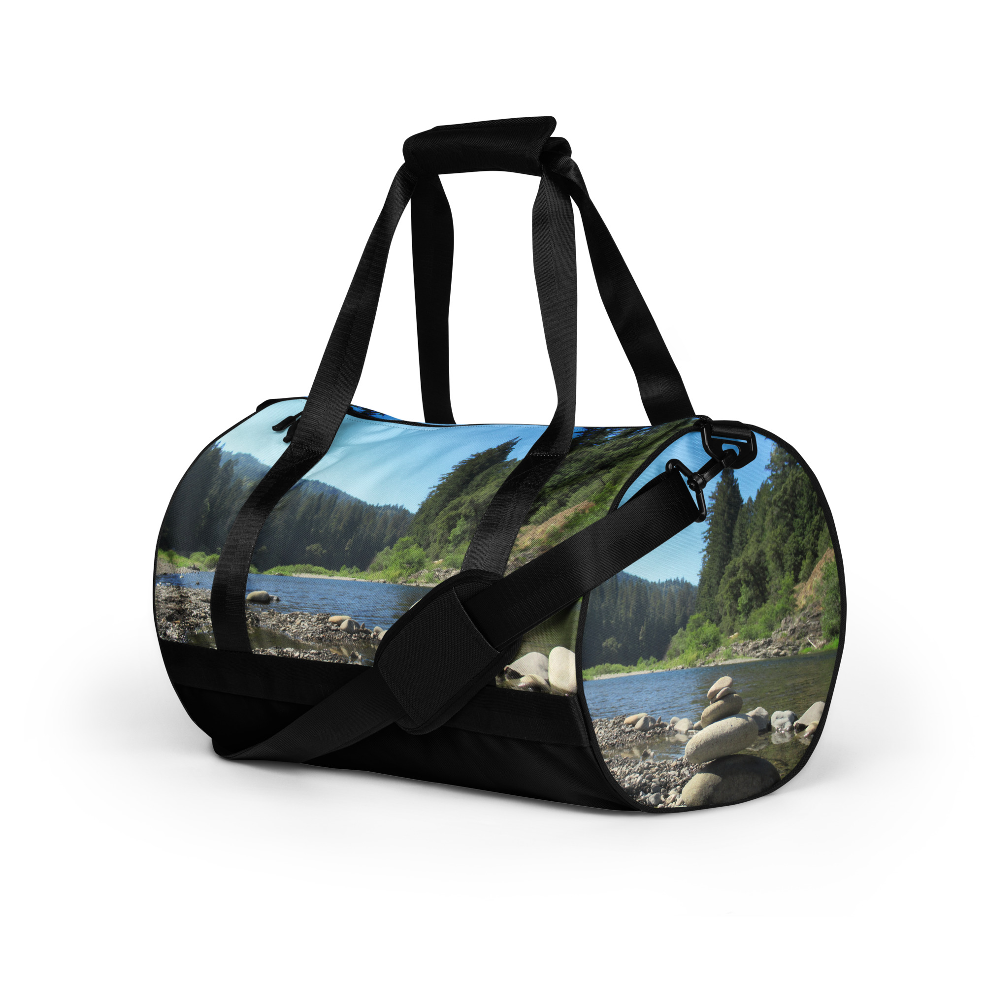 All-over print gym bag Richardson Grove California Stacked Stones - Image 5