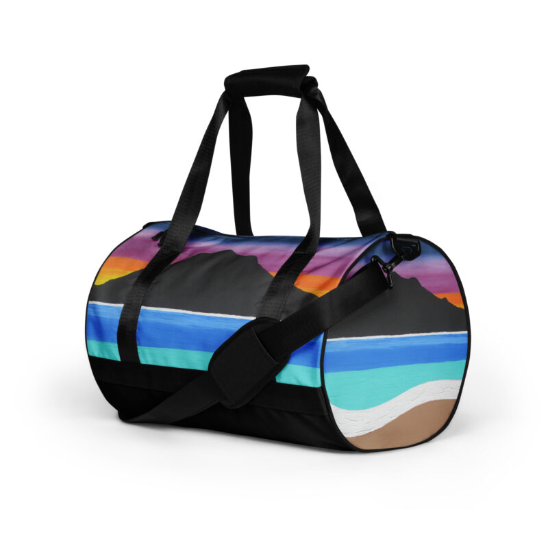 All-over print gym bag The Sleeping Lady's Serene Twilight Shoreline Mt Tamalpais