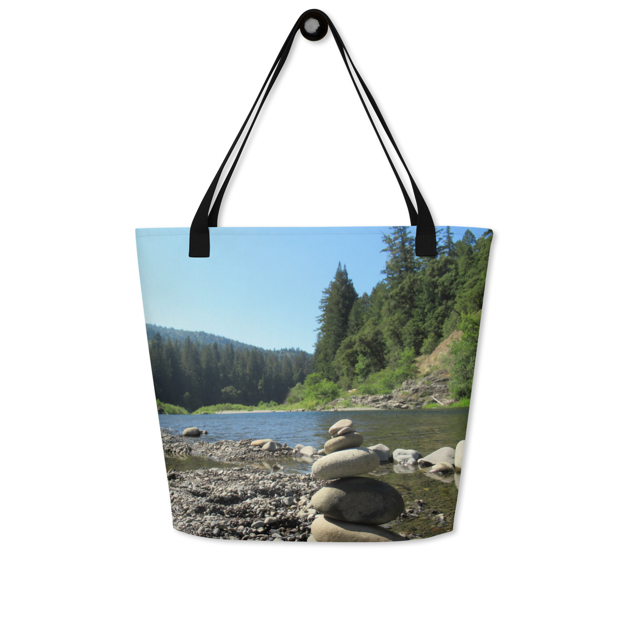 All-Over Print Large Tote Bag California Redwoods Stacked Stones - Image 8
