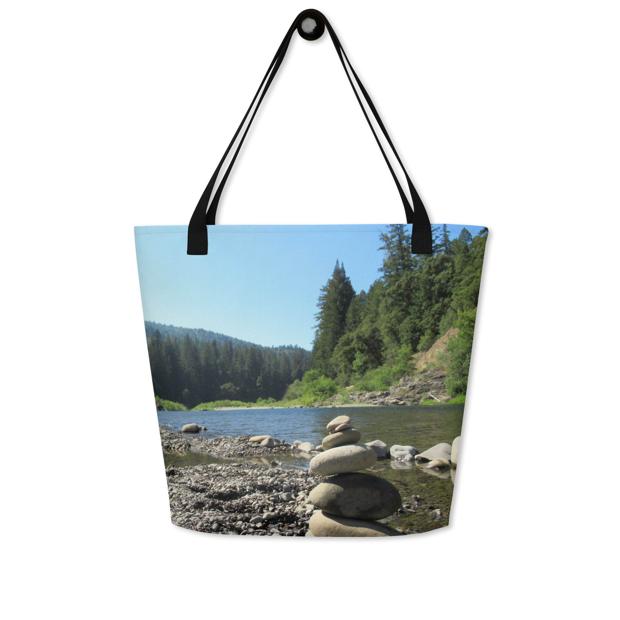 All-Over Print Large Tote Bag California Redwoods Stacked Stones