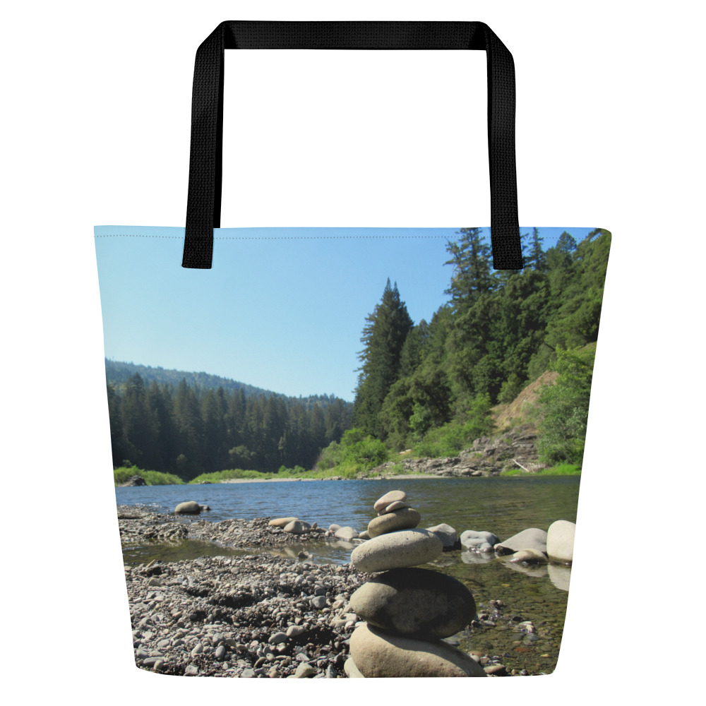 All-Over Print Large Tote Bag California Redwoods Stacked Stones - Image 6