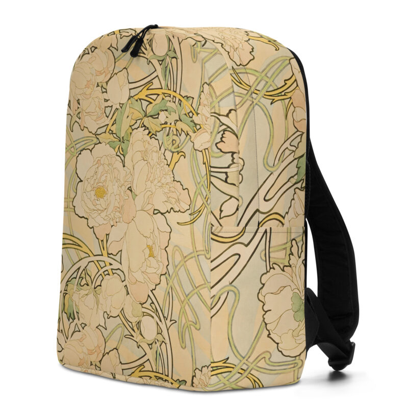 Minimalist Backpack Alphonse Mucha Peonies Vintage 1897