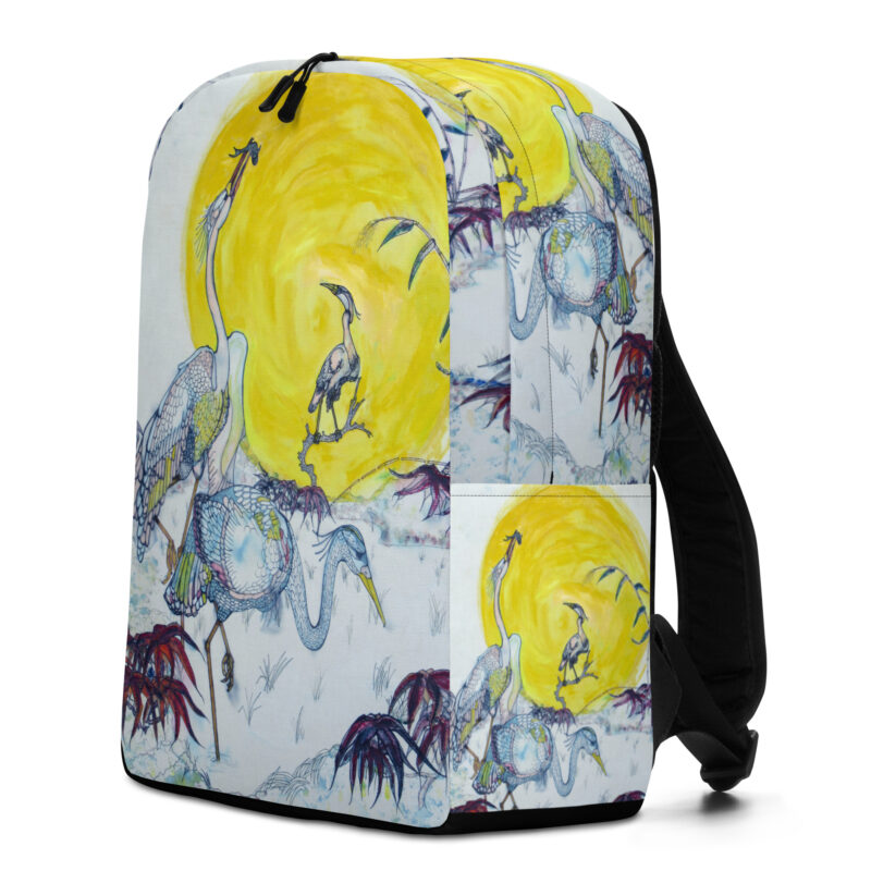 Minimalist Backpack Herons Fishing by Moonlight Painting (print)