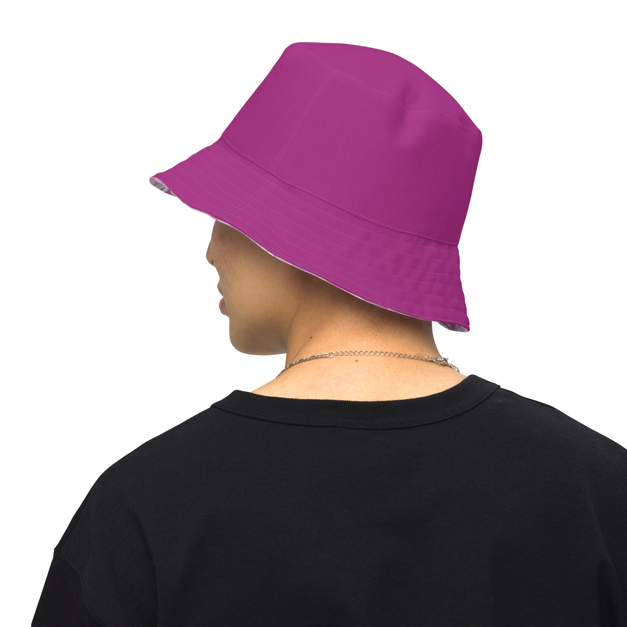 Reversible bucket hat Pink Petal Power and Red Violet - Image 5