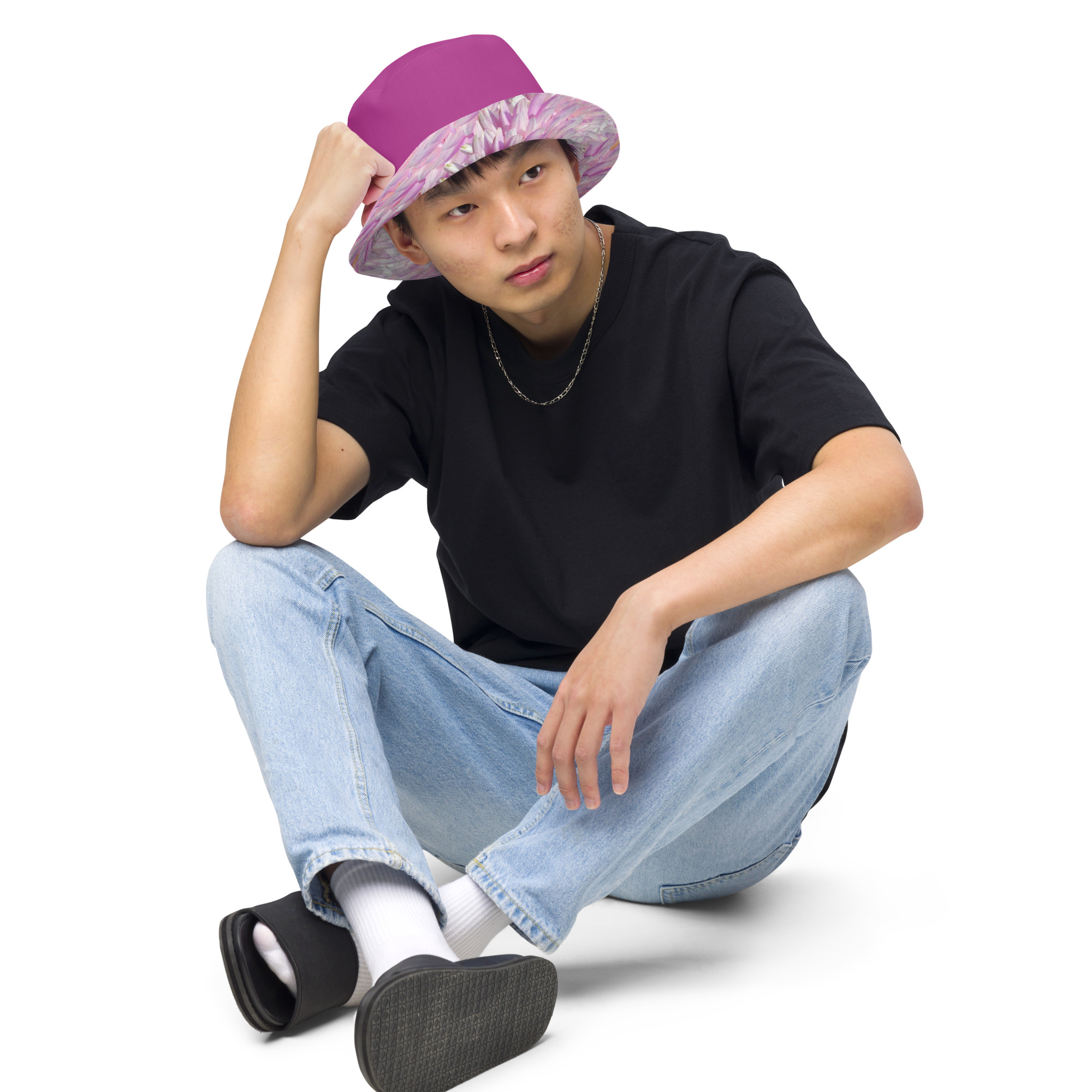 Reversible bucket hat Pink Petal Power and Red Violet - Image 7
