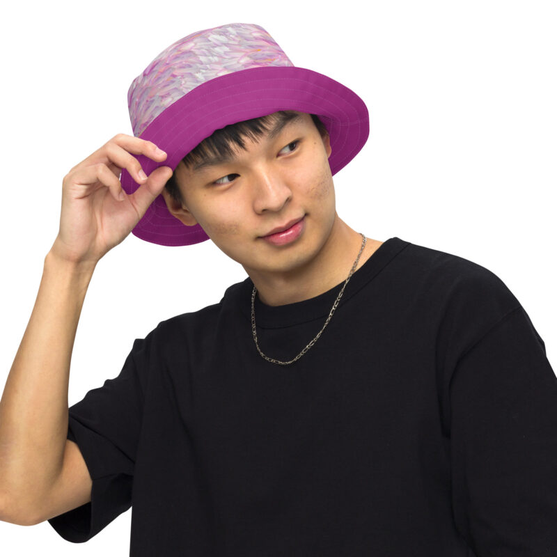 Reversible bucket hat Pink Petal Power and Red Violet