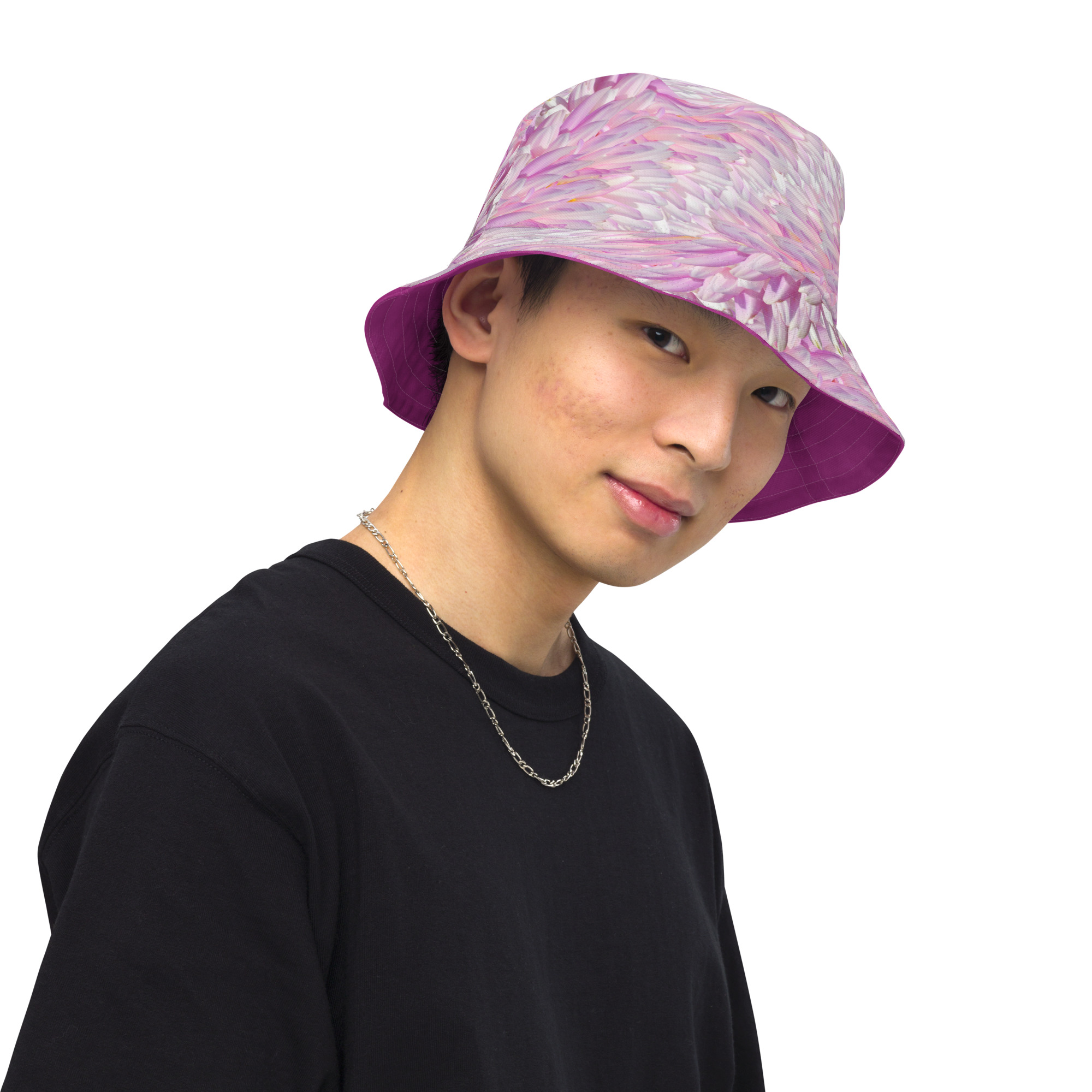 Reversible bucket hat Pink Petal Power and Red Violet - Image 2