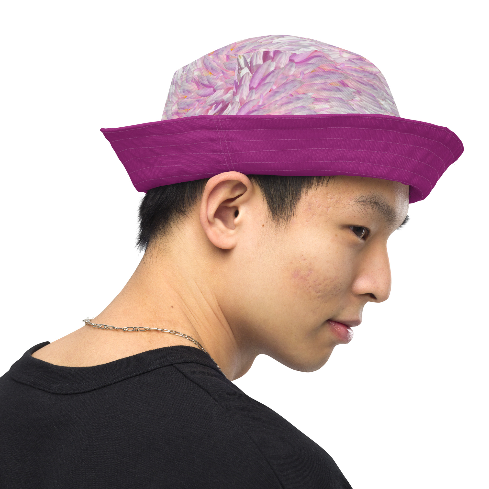 Reversible bucket hat Pink Petal Power and Red Violet - Image 3