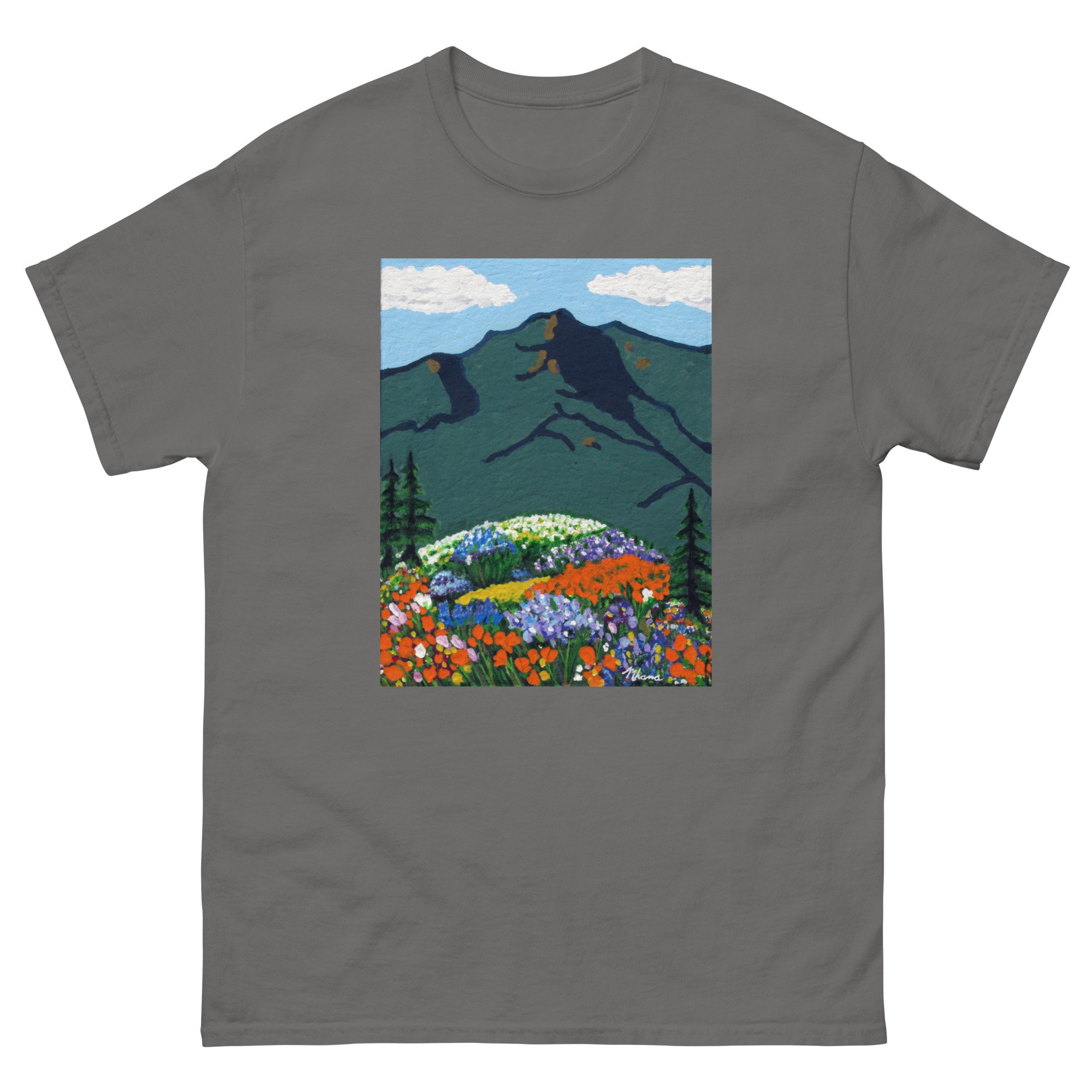 Unisex classic tee Mt Tamalpais Wildflowers Painting - Image 11