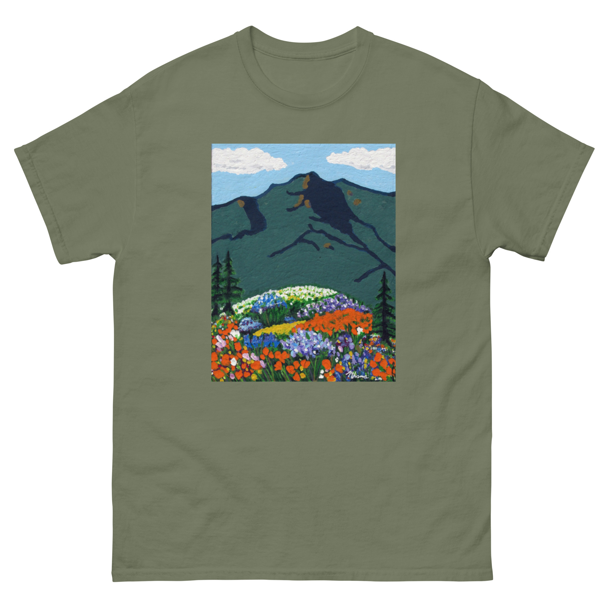 Unisex classic tee Mt Tamalpais Wildflowers Painting - Image 13