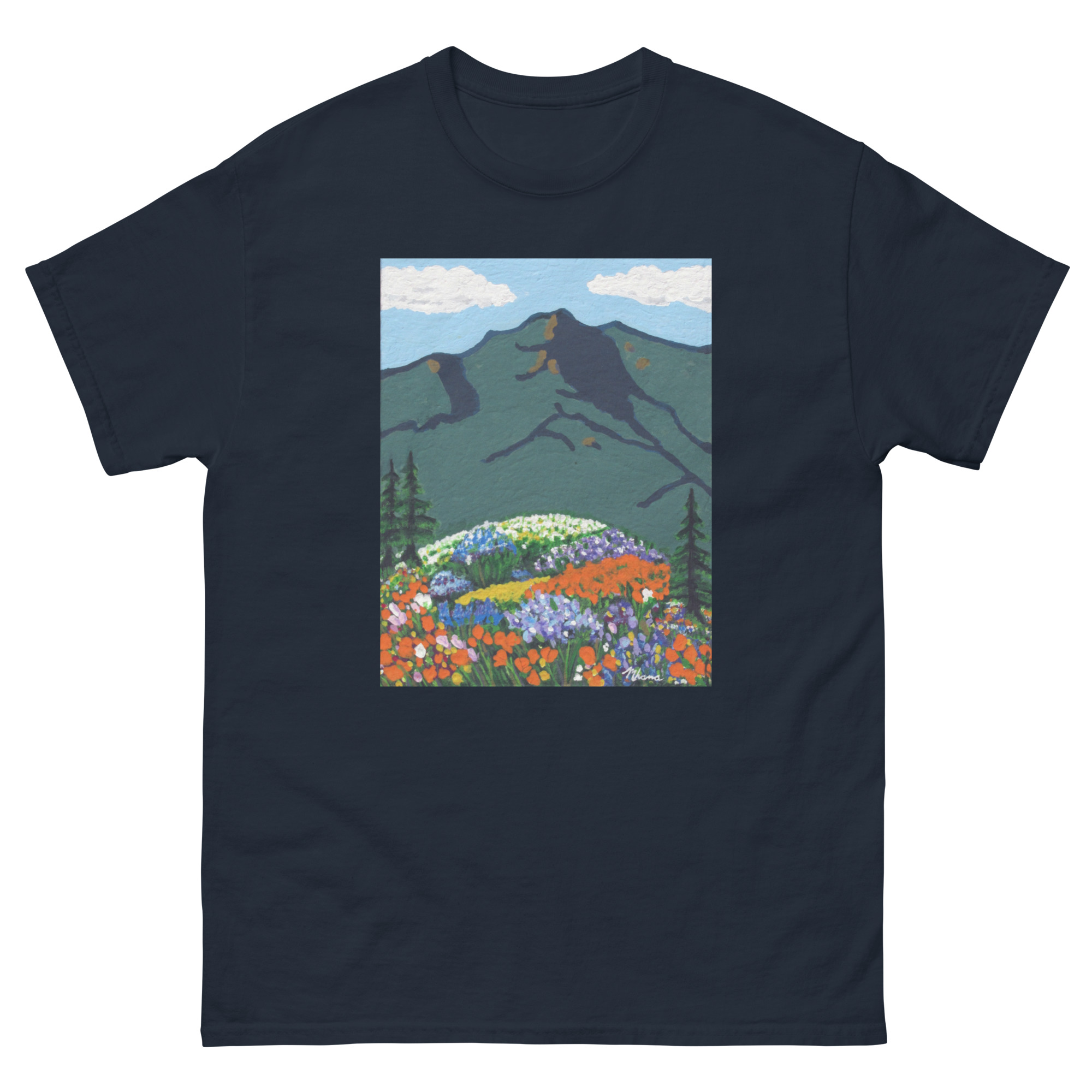 Unisex classic tee Mt Tamalpais Wildflowers Painting - Image 3