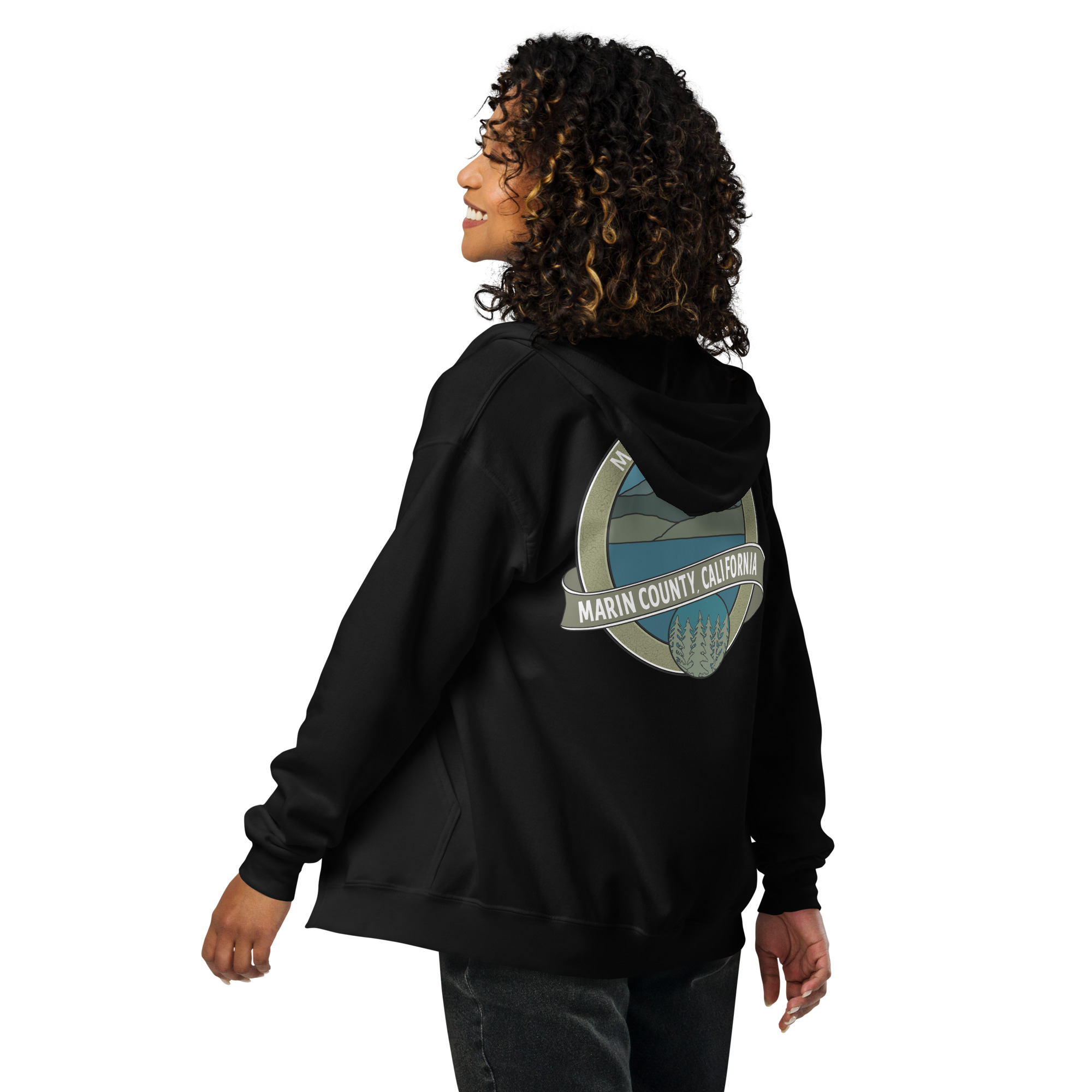 Unisex heavy blend zip hoodie Mt Tamalpais Marin County California Oval Souvenir Design - Image 2