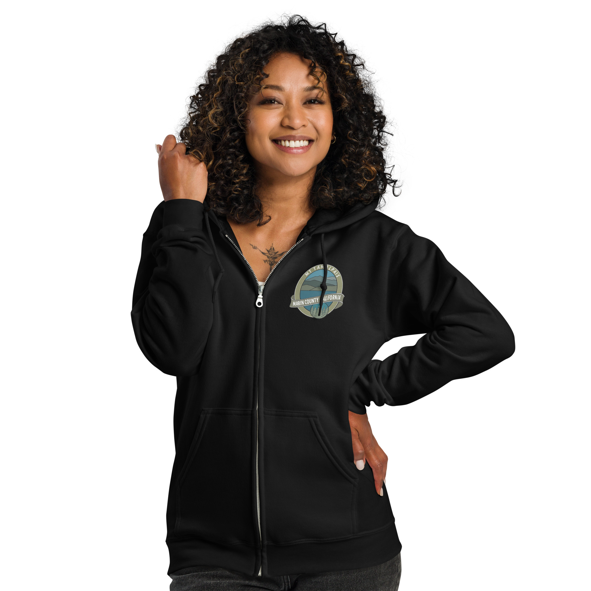 Unisex heavy blend zip hoodie Mt Tamalpais Marin County California Oval Souvenir Design