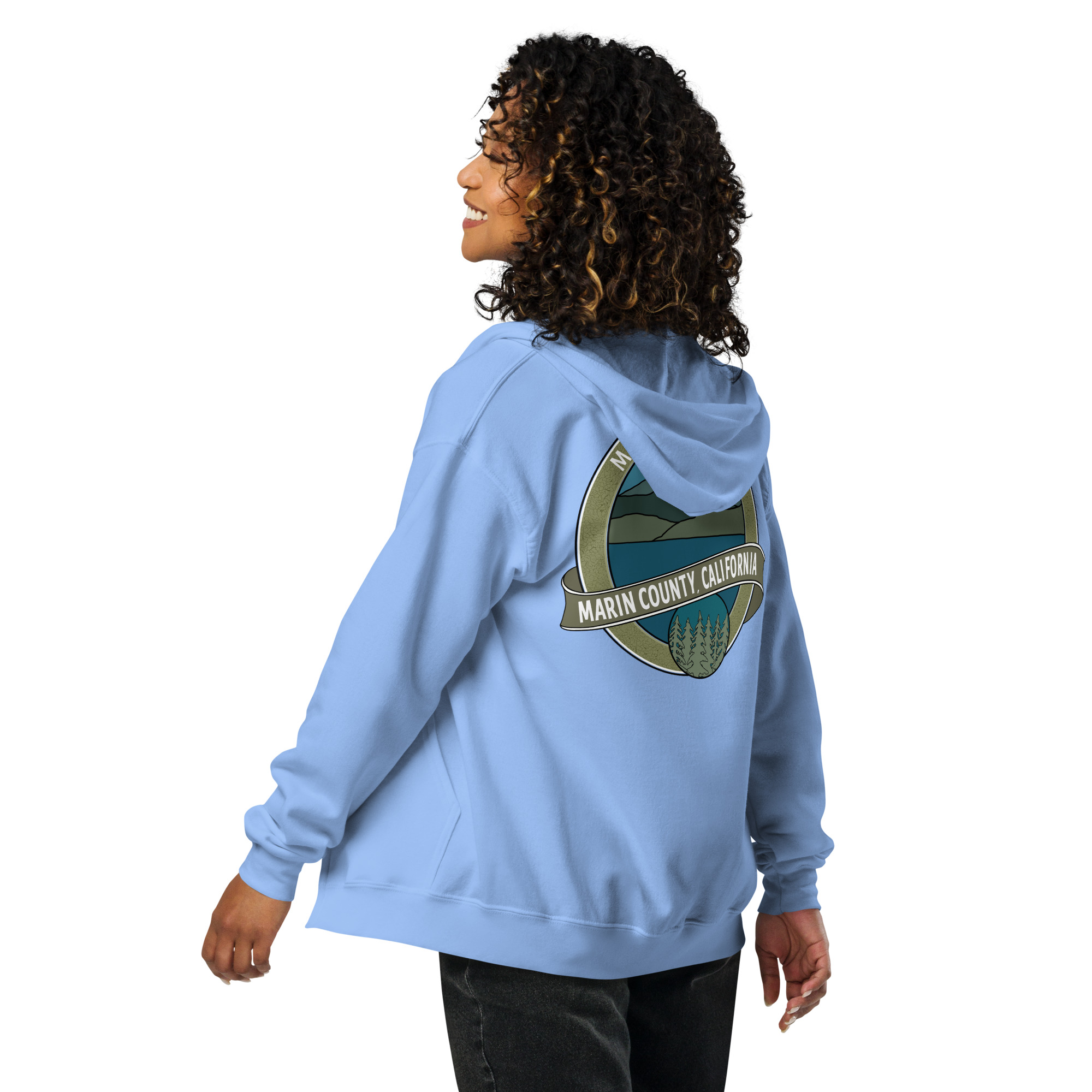 Unisex heavy blend zip hoodie Mt Tamalpais Marin County California Oval Souvenir Design - Image 10