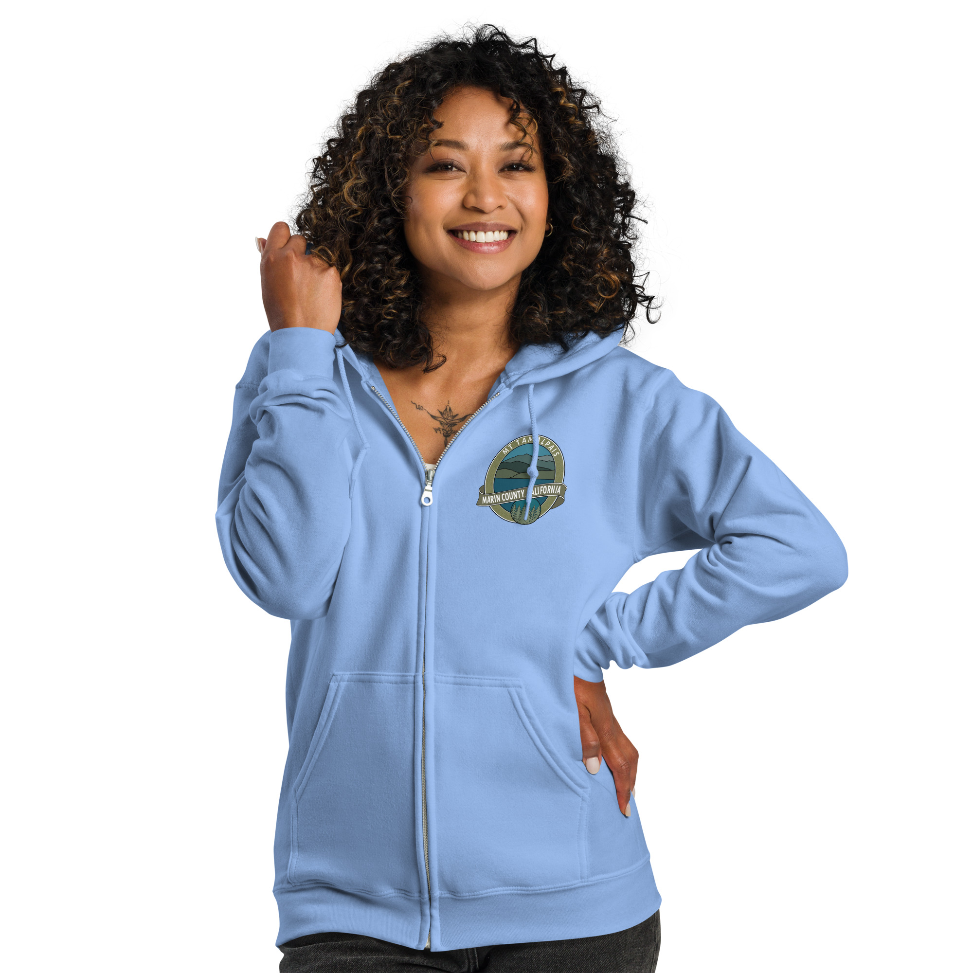Unisex heavy blend zip hoodie Mt Tamalpais Marin County California Oval Souvenir Design - Image 9