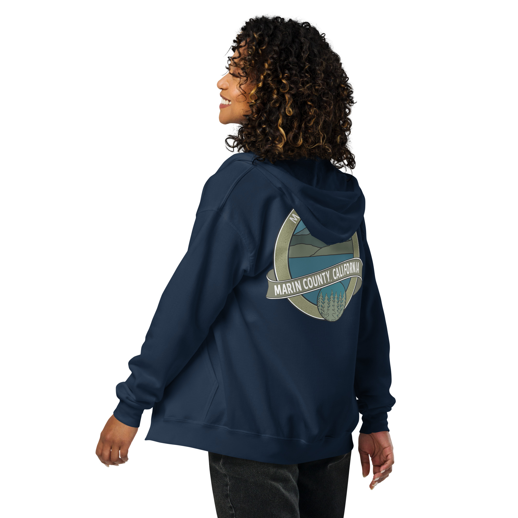 Unisex heavy blend zip hoodie Mt Tamalpais Marin County California Oval Souvenir Design - Image 4