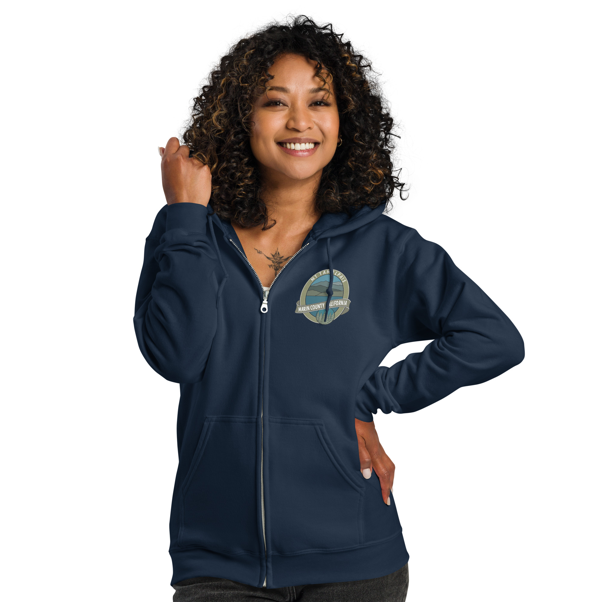 Unisex heavy blend zip hoodie Mt Tamalpais Marin County California Oval Souvenir Design - Image 3