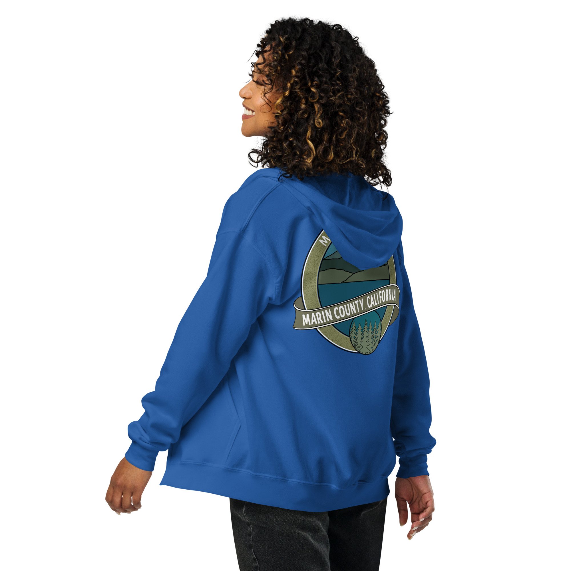 Unisex heavy blend zip hoodie Mt Tamalpais Marin County California Oval Souvenir Design - Image 8