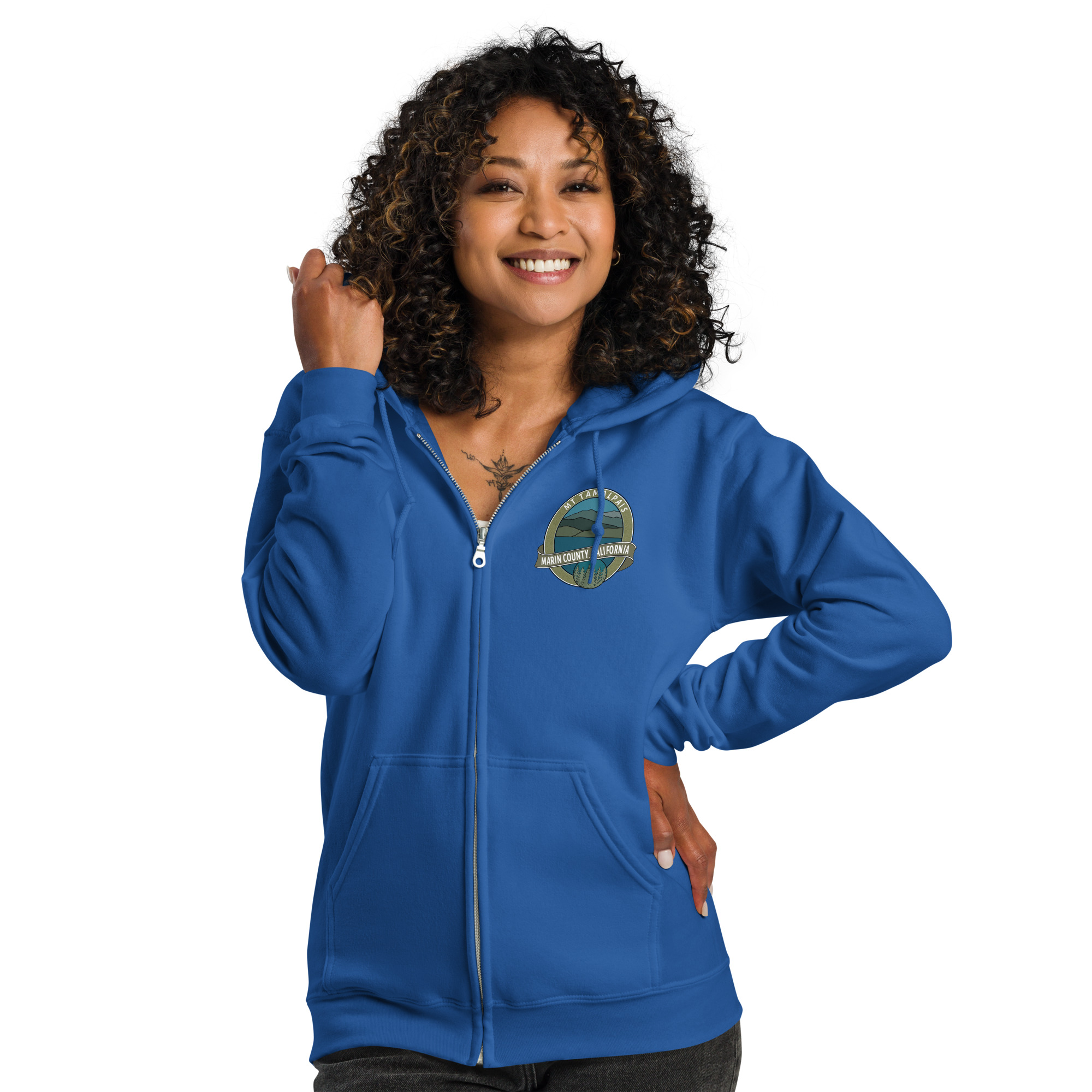 Unisex heavy blend zip hoodie Mt Tamalpais Marin County California Oval Souvenir Design - Image 7