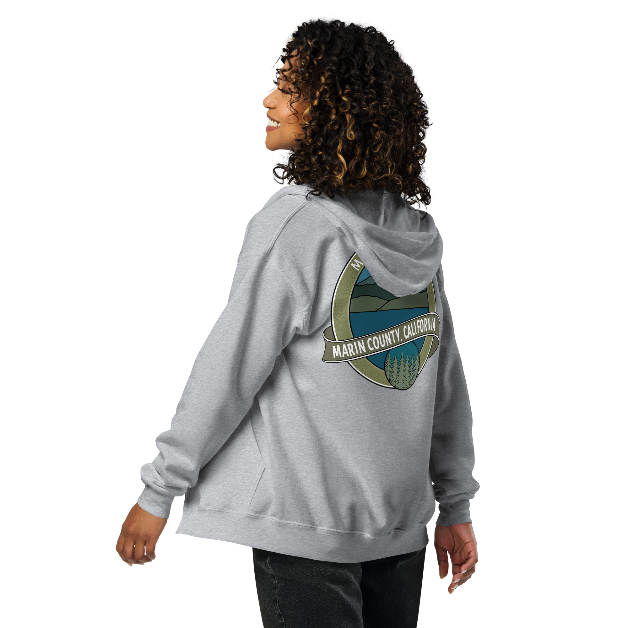 Unisex heavy blend zip hoodie Mt Tamalpais Marin County California Oval Souvenir Design - Image 12