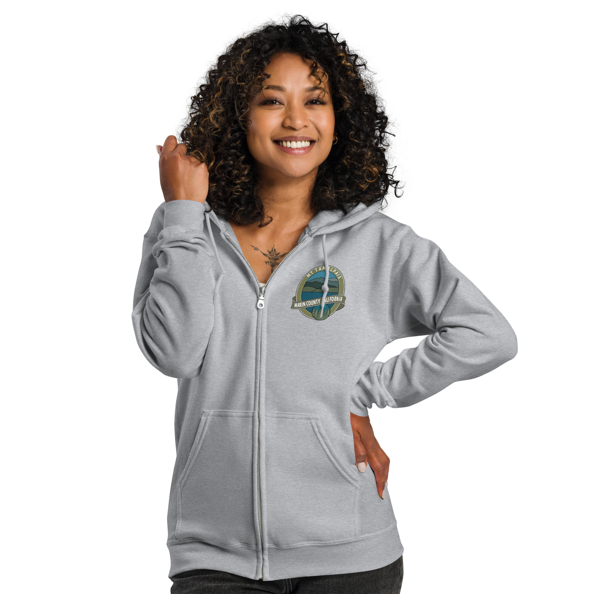 Unisex heavy blend zip hoodie Mt Tamalpais Marin County California Oval Souvenir Design - Image 11