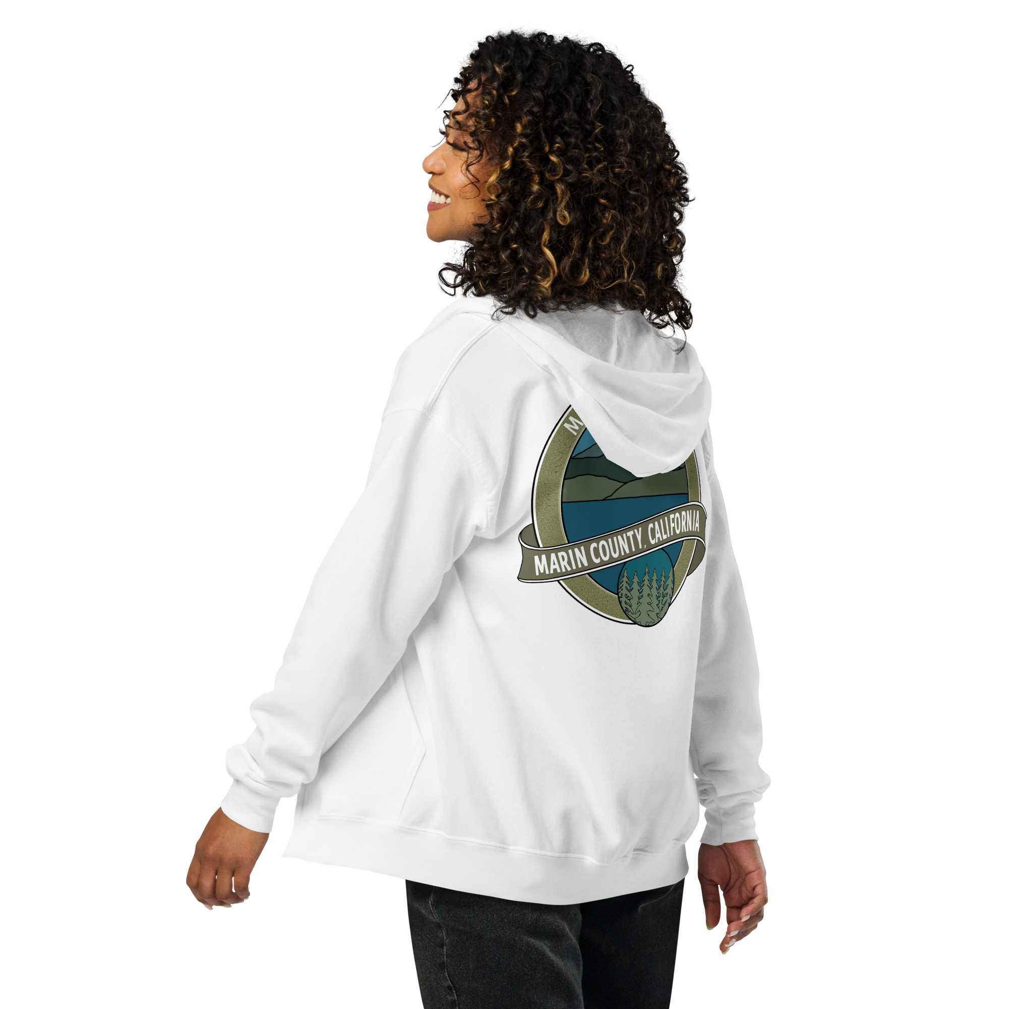 Unisex heavy blend zip hoodie Mt Tamalpais Marin County California Oval Souvenir Design - Image 14