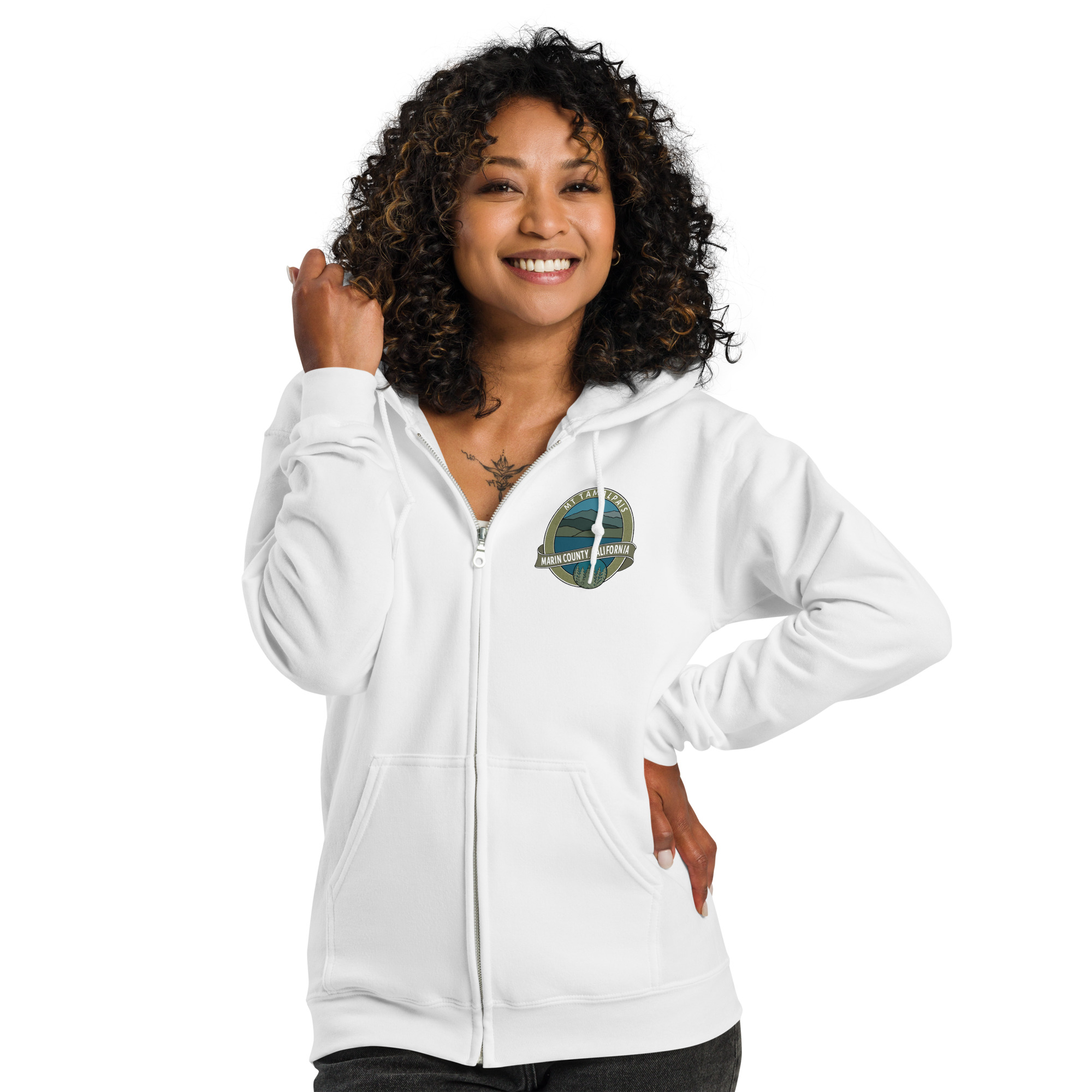 Unisex heavy blend zip hoodie Mt Tamalpais Marin County California Oval Souvenir Design - Image 13