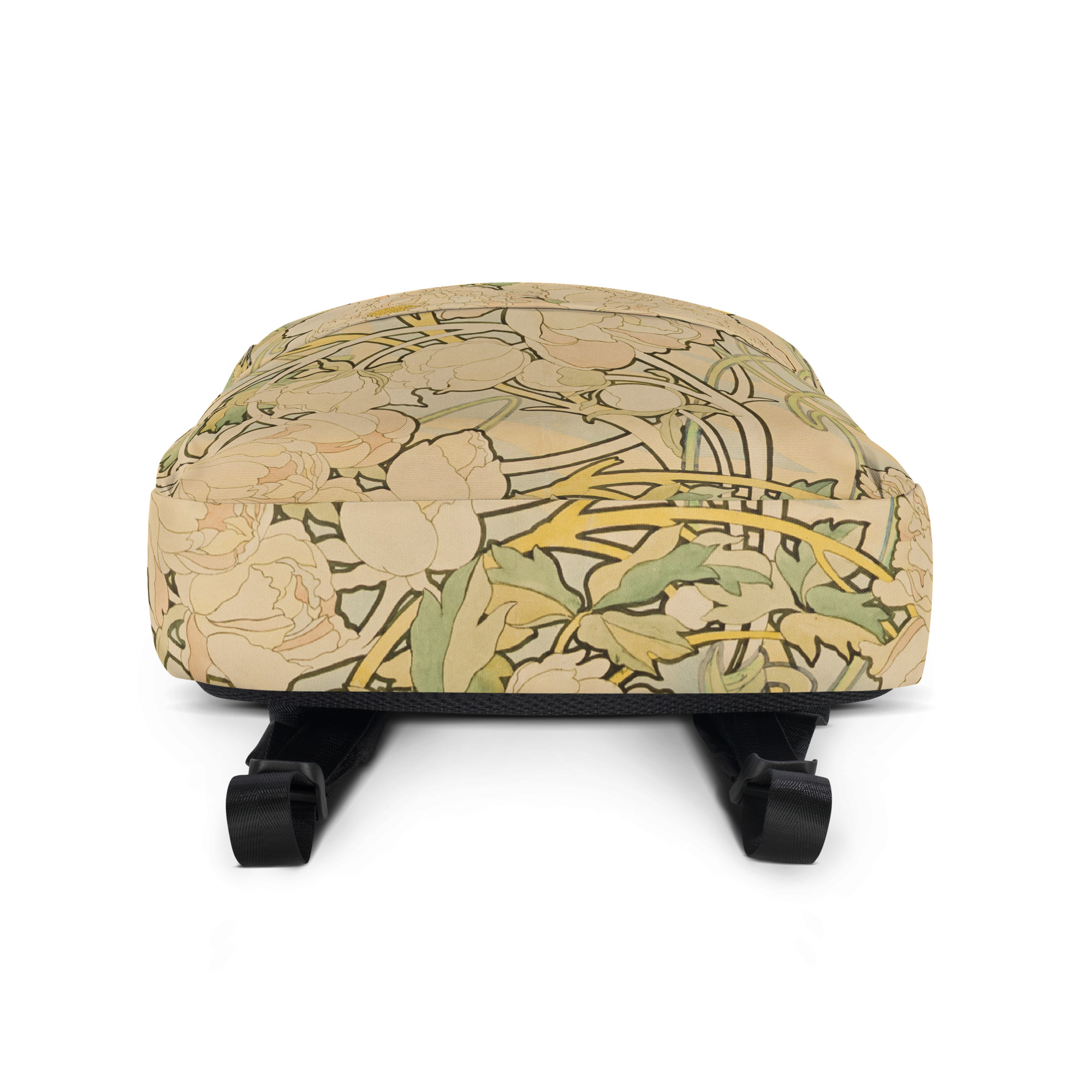 Backpack with Zippered Pocket Alphonse Mucha Peonies Vintage 1897 - Image 2