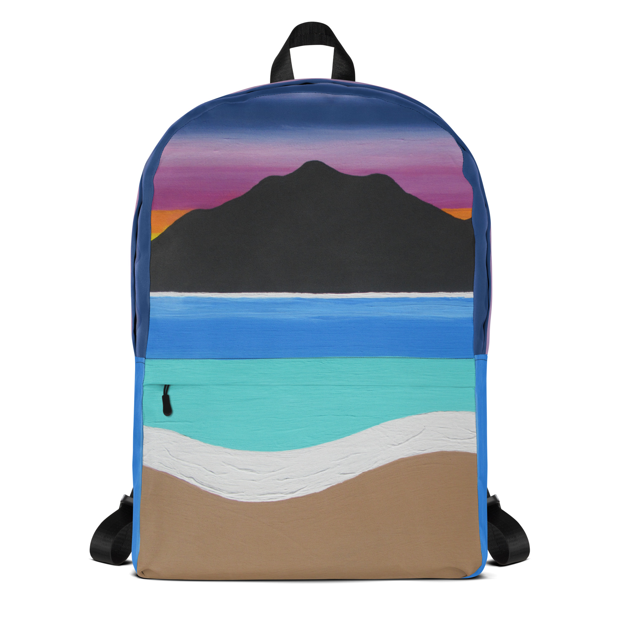 Backpack Zippered Pocket The Sleeping Lady's Serene Twilight Shoreline Mt Tamalpais - Image 5