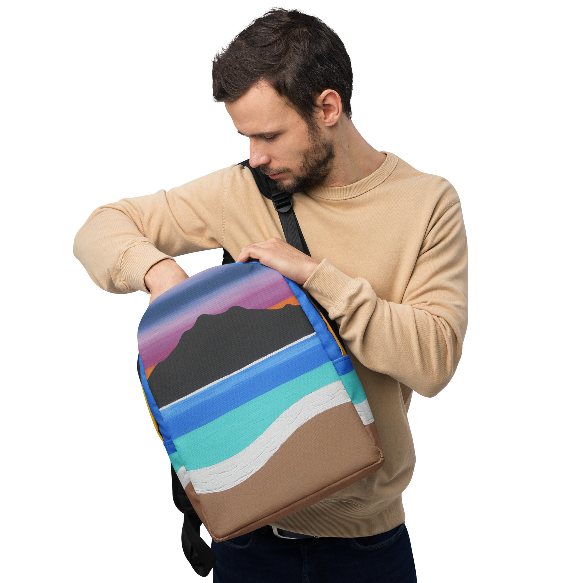 Minimalist Backpack The Sleeping Lady's Serene Twilight Shoreline Mt Tamalpais - Image 5