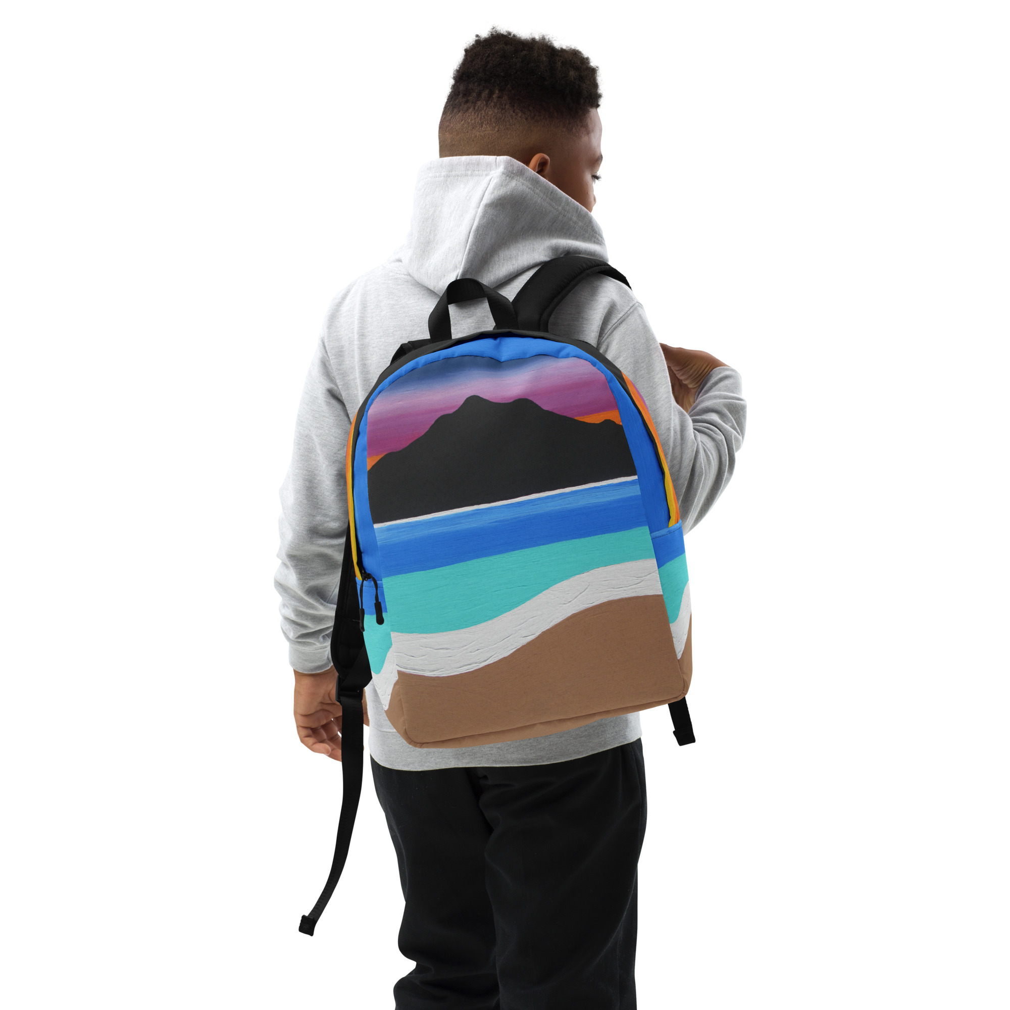 Minimalist Backpack The Sleeping Lady's Serene Twilight Shoreline Mt Tamalpais - Image 4