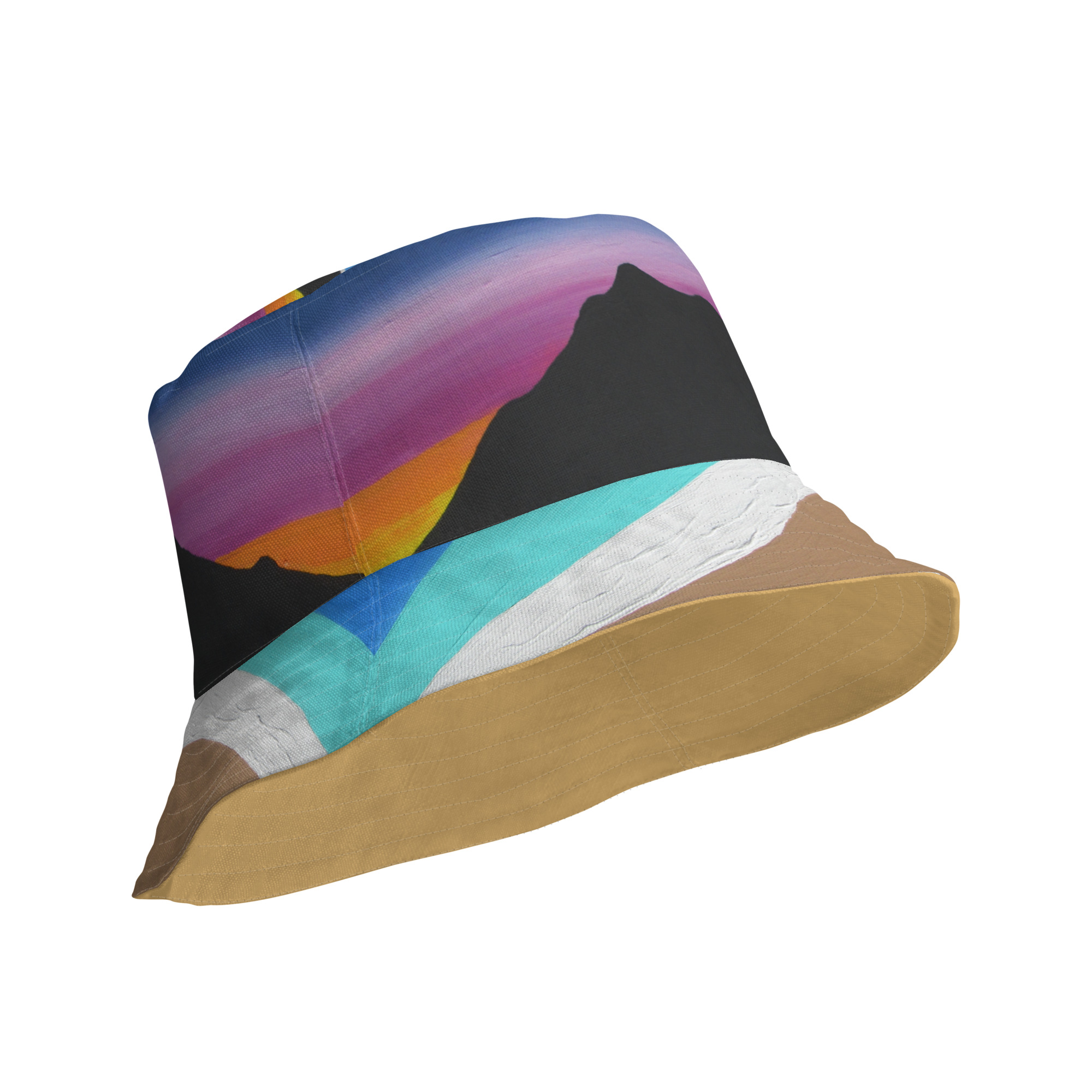Reversible bucket hat The Sleeping Lady's Serene Twilight Shoreline Mt Tamalpais - Image 5